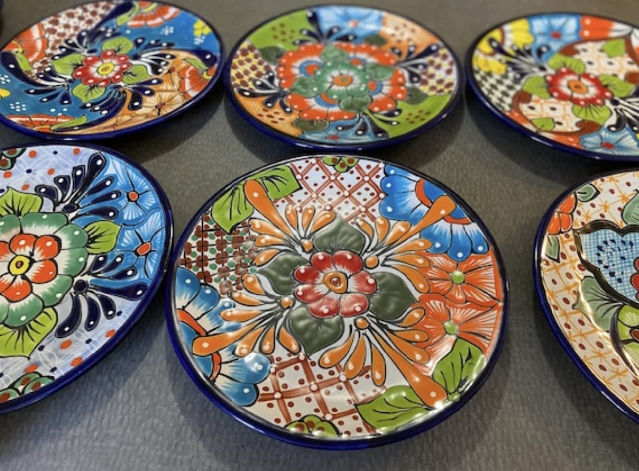 Set of 4 Hand-Painted Mexican Talavera Ceramic Plates - 11.5 Inch Folk Art Dinner Plates - Lead-Free & Oven-Safe Pottery - Perfect for Mexican Decor, Dinner Parties & Unique Gift Ideas