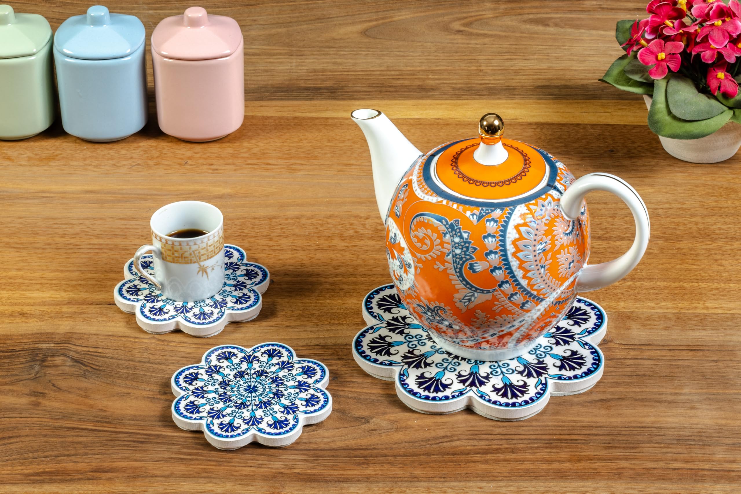Etalon - Sultana Handmade Decorative Trivet Set for Hot Pots, Pans & Dishes - Heat Resistant Coasters for Oven & Kitchen - Perfect for Dining Tables, Countertops & Holiday Serving