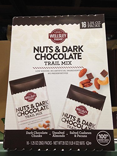 Premium Wellsley Farms Nuts & Dark Chocolate Trail Mix - Pack of 6 | Healthy Snack for Hiking, Office & On-the-Go Energy Boost