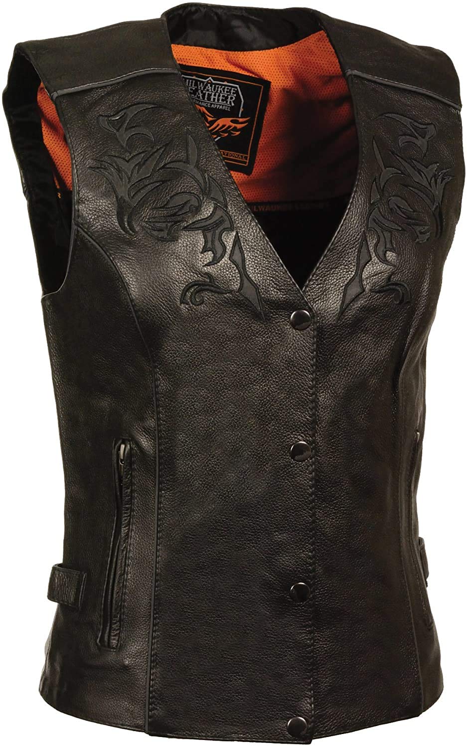 Milwaukee Leather ML1293 Women's Wing Studded Black Leather Vest - X-Large Size | Perfect for Motorcycle Riding, Biker Fashion & Casual Outfits