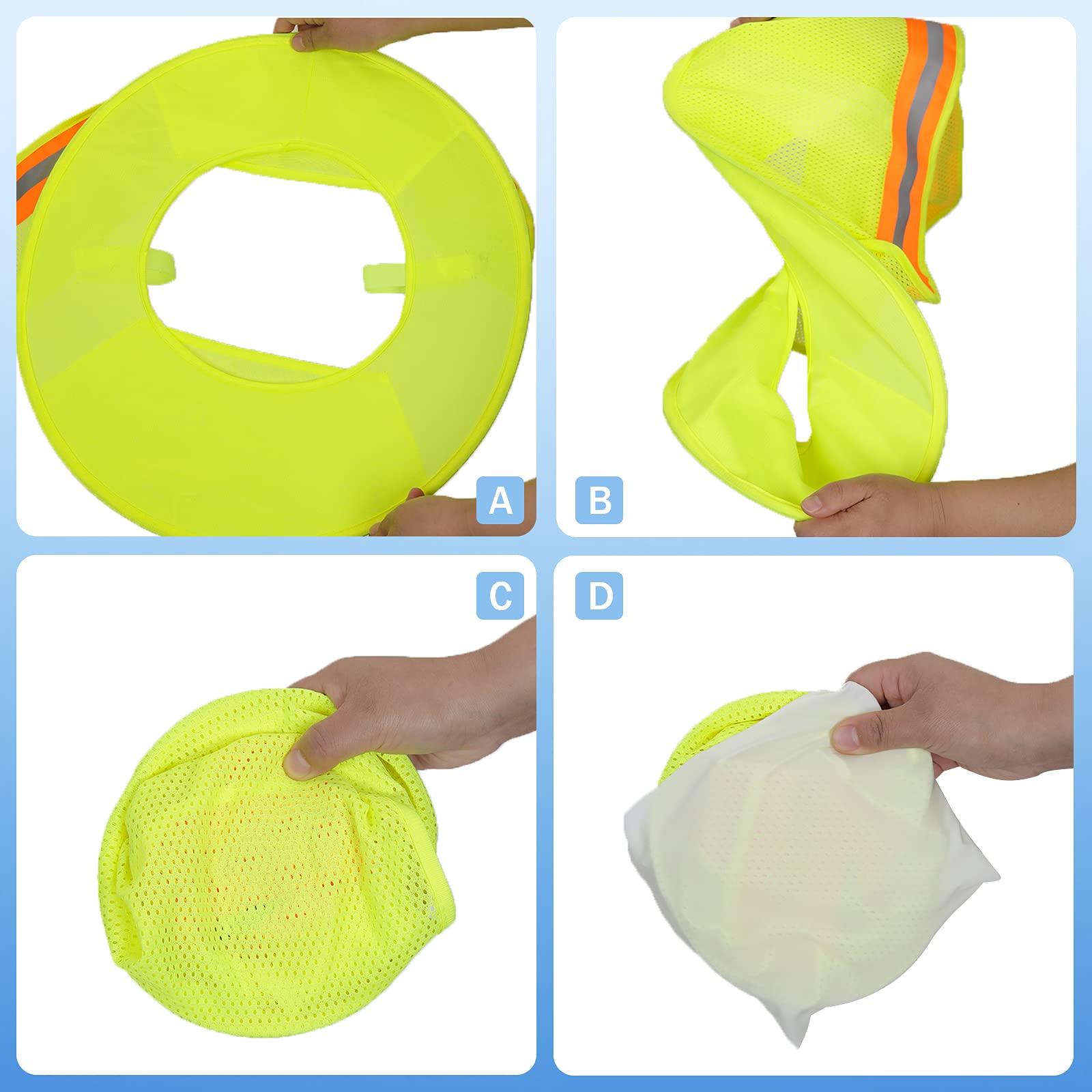 High Visibility Hard Hat Sun Shade with Reflective Strip - Full Brim Sun Visor Neck Shade for Construction & Outdoor Work - Safety Hard Hat Accessories for Men & Women (2 Pack, Yellow) - Perfect for Construction Sites, Road Work & Hot Weather Protection