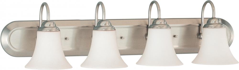 Nuvo 60/1835 Four Light Bathroom Vanity Light Fixture in Brushed Nickel - Perfect for Modern Bathroom Mirror Lighting and Makeup Area Illumination