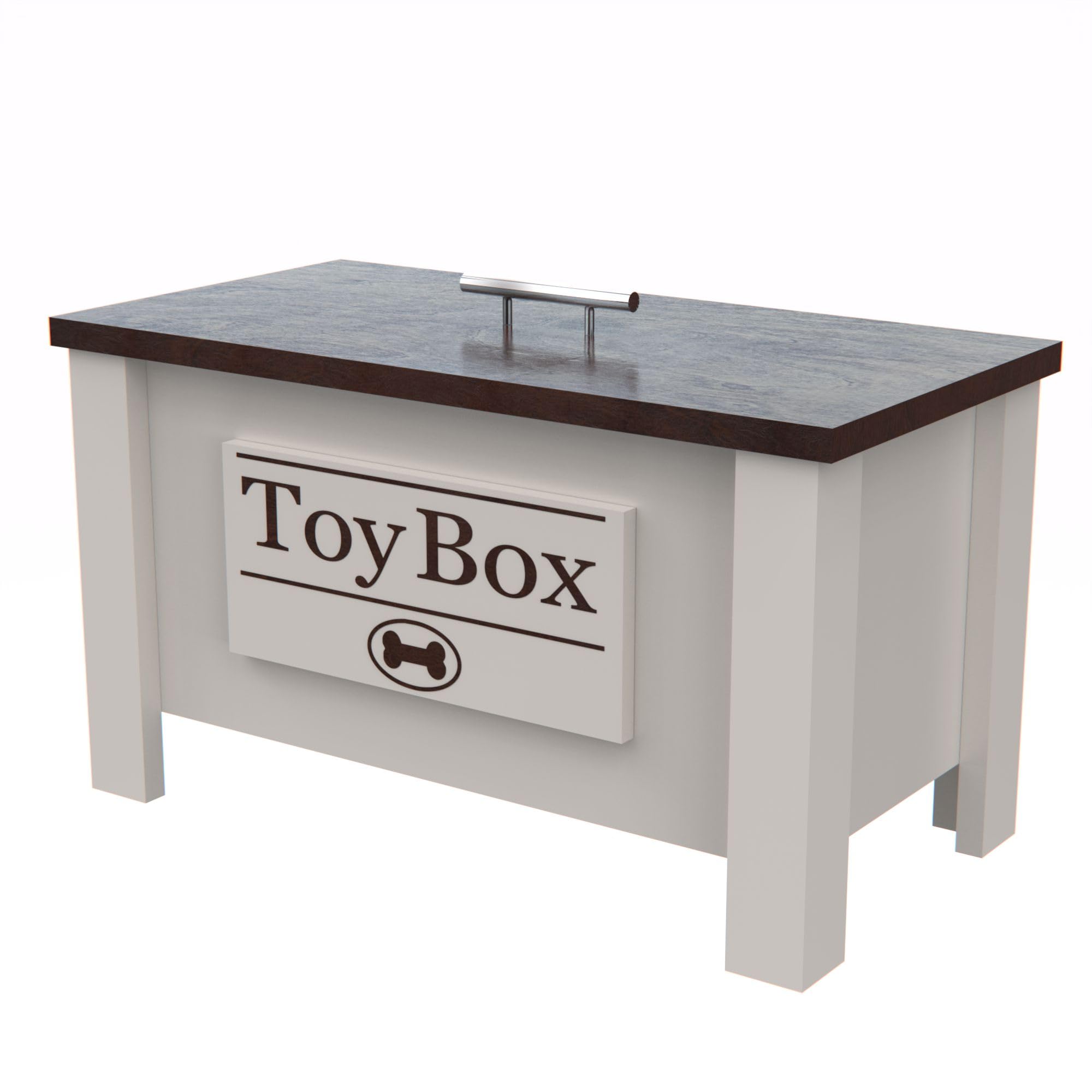 Personalized Dog Toy Storage Box - Durable Dark Walnut Organizer for Dog Treats, Toys, Leashes & Food | Perfect for Pet Lovers & Home Organization