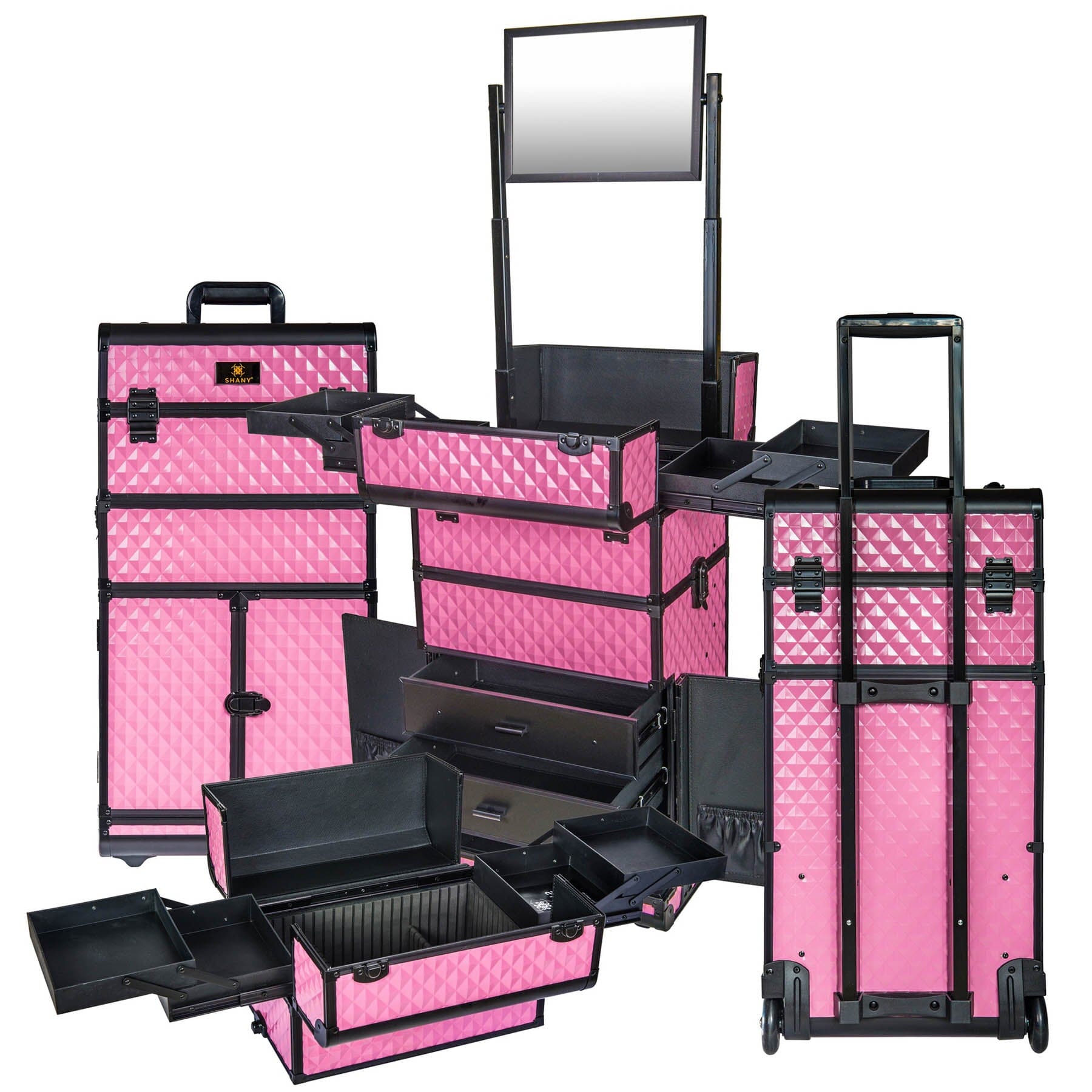 REBEL Series Pro Makeup Artists Rolling Train Case - Professional Trolley Case for Cosmetics & Beauty Tools | Perfect for Salon, Travel & On-Site Makeup Services