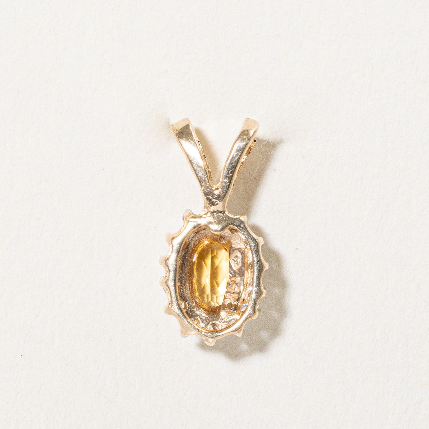 0.15ct Citrine & 0.07ctw Diamond Halo Pendant Necklace - Elegant Yellow Gemstone Jewelry for Women, Perfect Gift for Birthday, Anniversary & Special Occasions