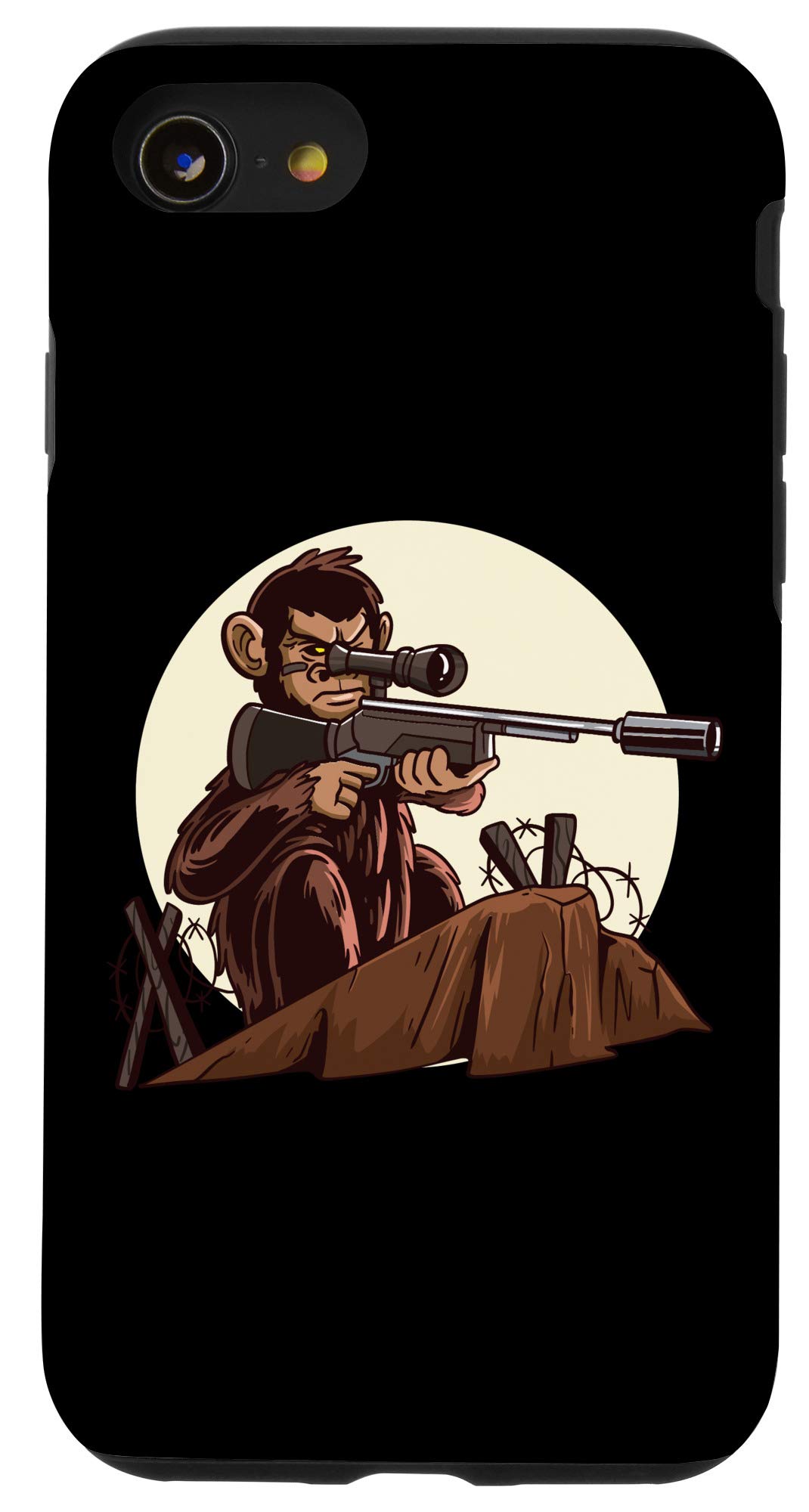 Funny Gaming iPhone Case with Sniper Monkey Design - Compatible with iPhone SE (2020) / 7 / 8 - Perfect Gift for Gamers & Animal Lovers - Great for Everyday Use, Gaming Sessions & Unique Gifting