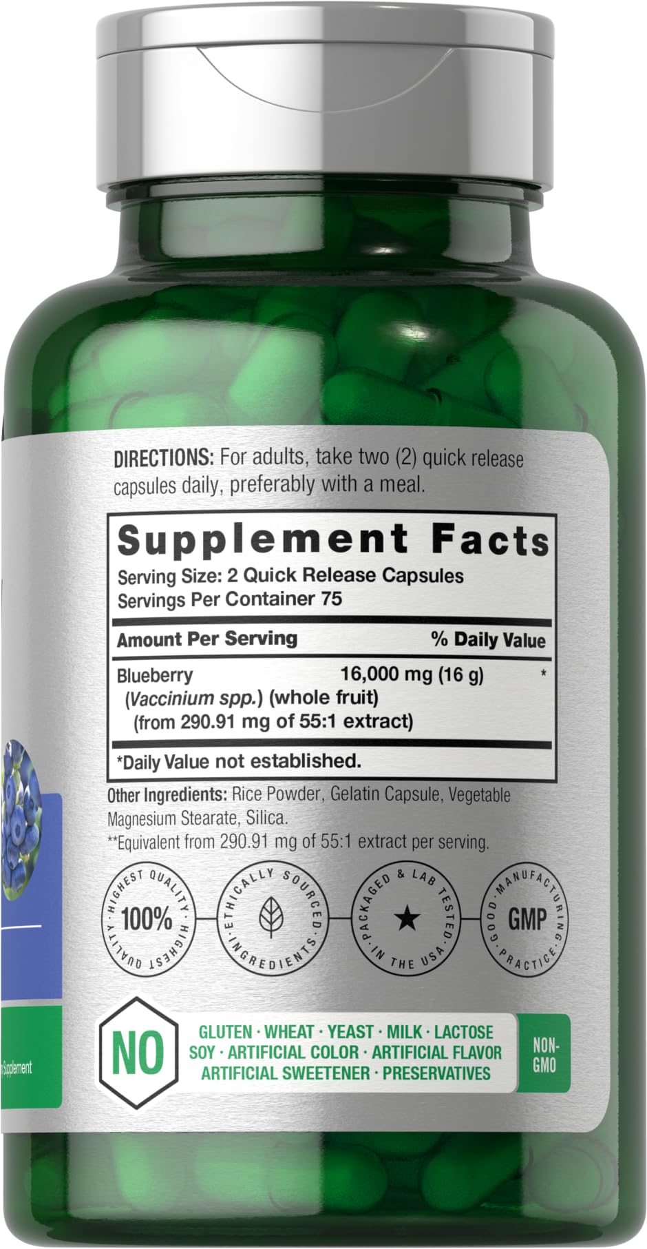 Horbäach Blueberry Extract Supplement 150 Capsules | High Potency Blueberry Concentrate | Non-GMO, Gluten Free, Vegan | Supports Eye Health & Antioxidant Benefits | Perfect for Daily Wellness Routine
