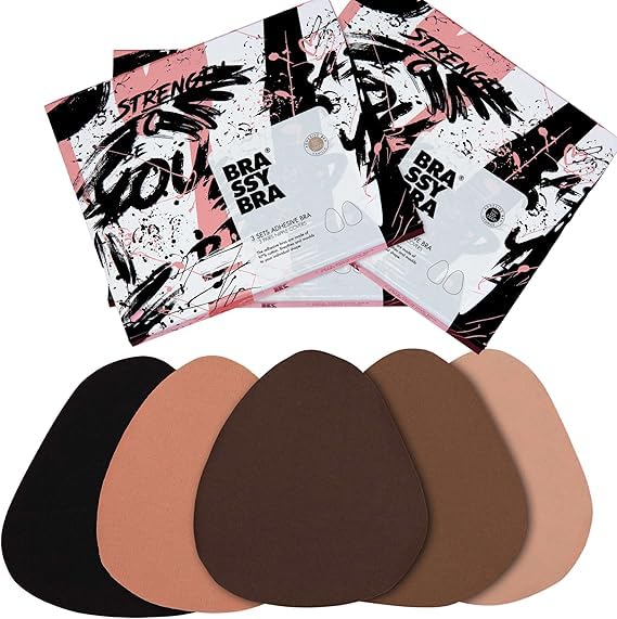 BrassyBra Strapless Boob Tape for A-G Cups - Strong Adhesive Breast Lift Tape for Backless Dresses, Plunging Necklines & Special Occasions