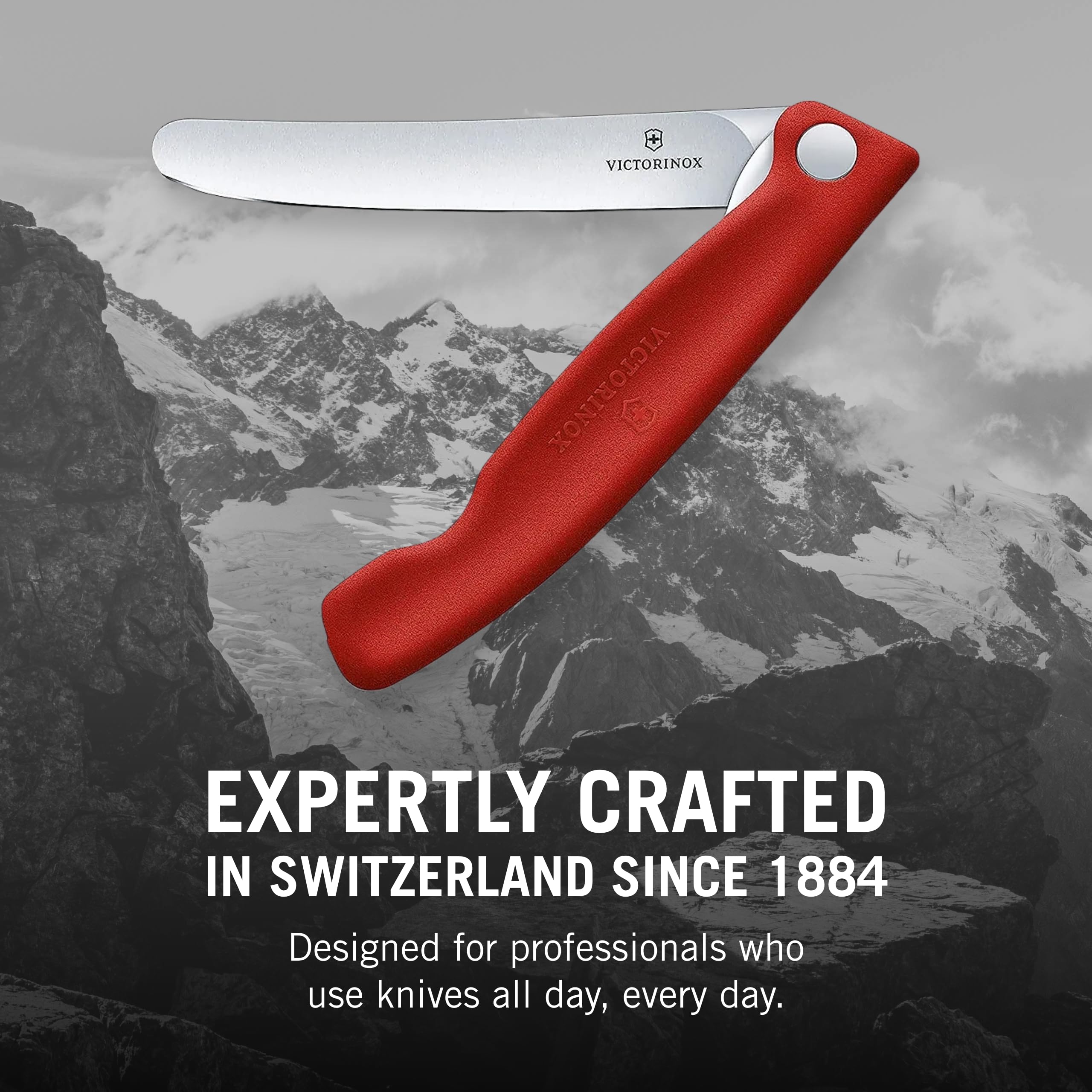 Victorinox Swiss Classic 4.3 Inch Foldable Paring Knife - Straight Edge Red Blade for Kitchen, Camping & Travel | Compact Fruit & Vegetable Knife for Precise Cutting