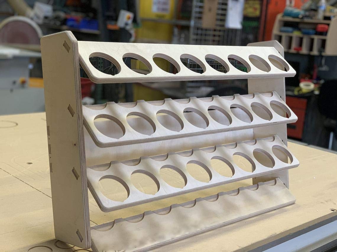24-Slot Wooden Spray Can Lubricant Holder - Wall Mount Storage Rack & Organizer for Workshop, Garage Tool Organization (Plywood Shelf Case) - Perfect for Paint Cans, WD-40, Aerosols & Workshop Supplies