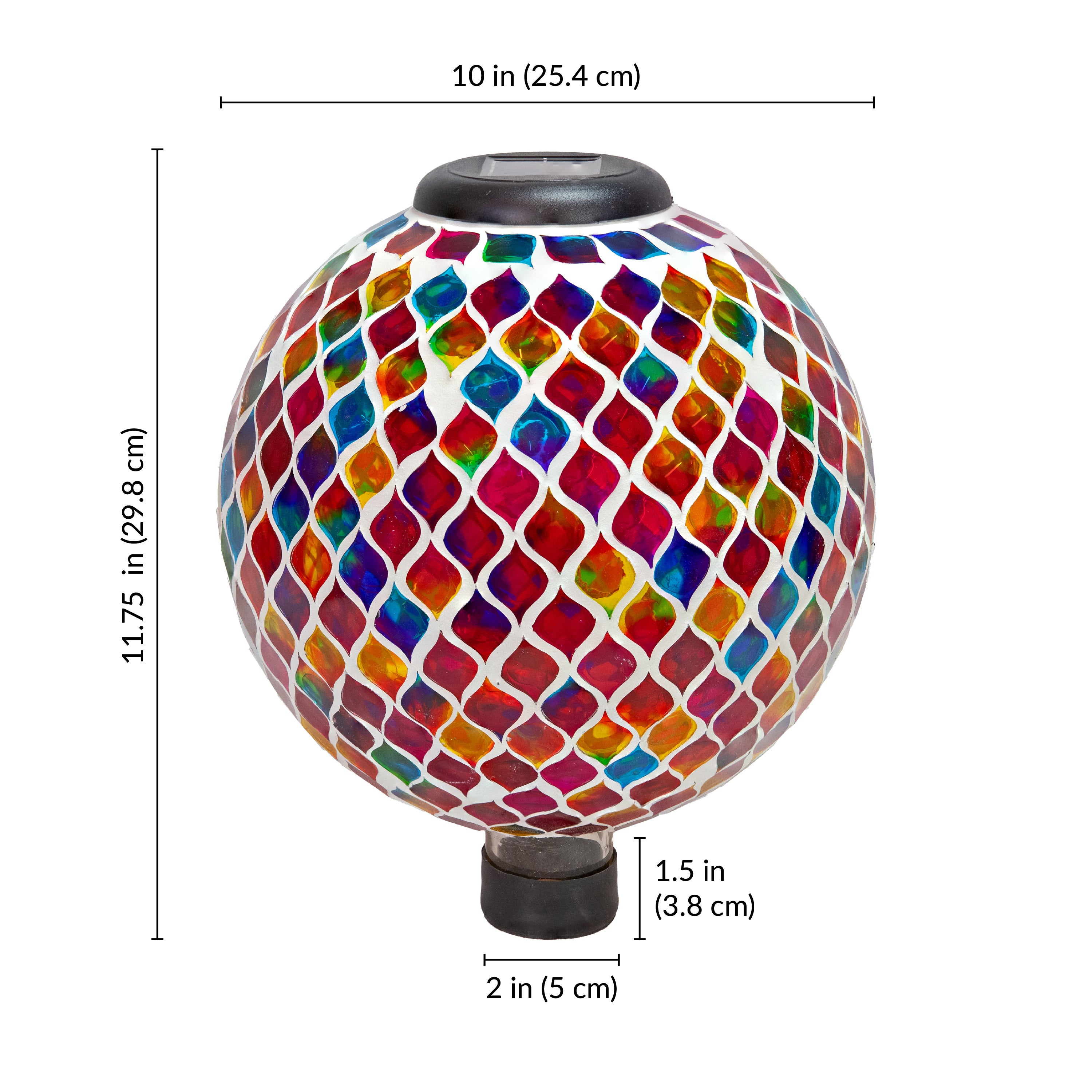 Sunnydaze 10-Inch Glass Mosaic Solar Garden Gazing Globe - Decorative Outdoor Sphere for Garden, Patio, Yard & Landscape Decor | Solar-Powered Light for Nighttime Ambiance