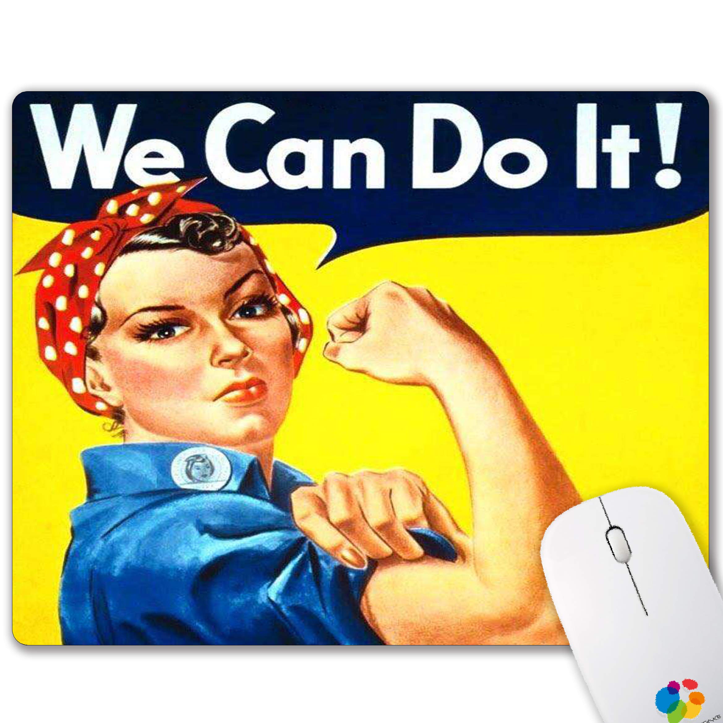 Custom Inspirational Mouse Pad - Non-Slip Rubber Base for Wireless Mice | Personalized 'We Can Do It' Design | Perfect for Office, Gaming & Home Workspaces