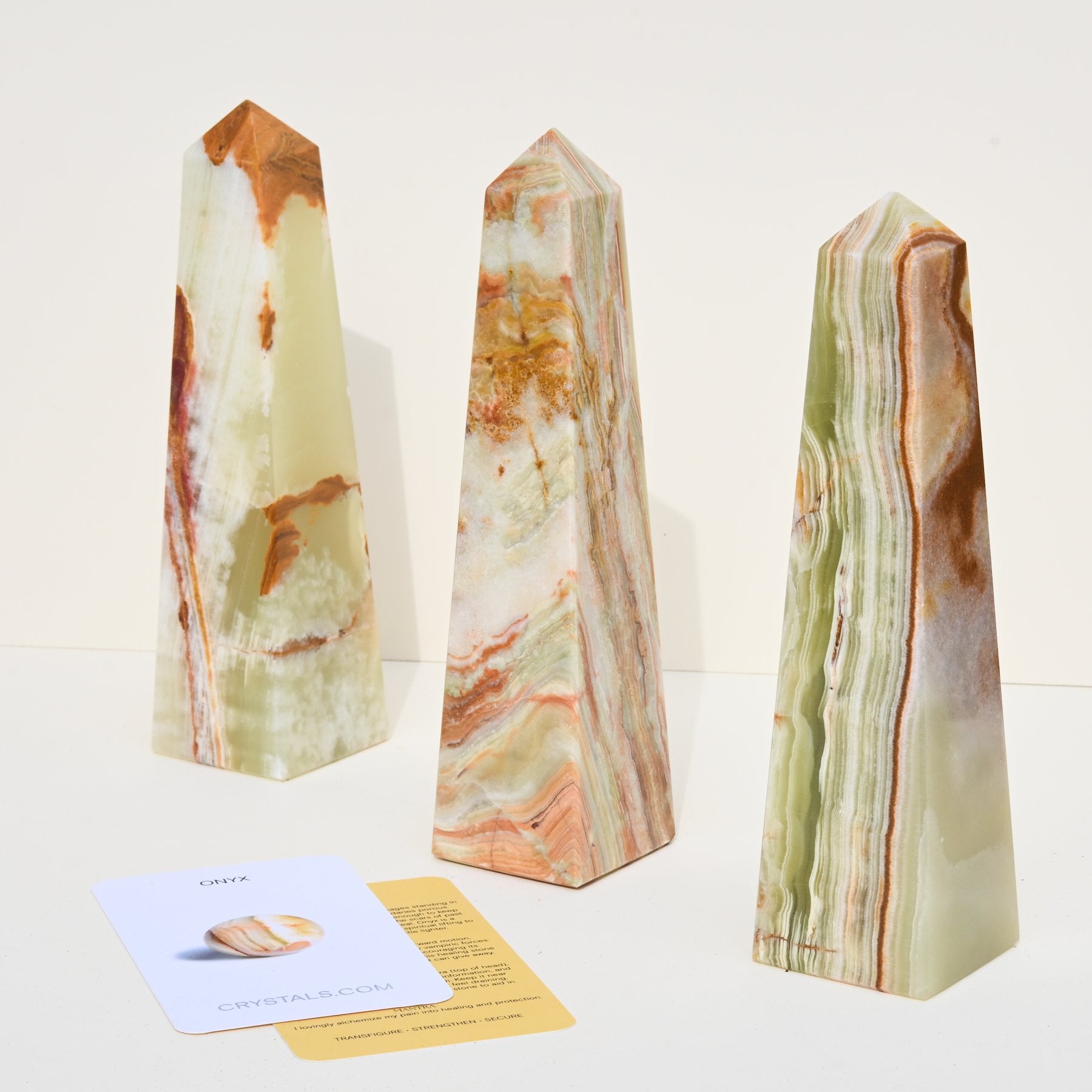 Natural Green Onyx Crystal Obelisk Tower - Feng Shui Healing Stone for Home & Office Decor, Meditation & Spiritual Energy