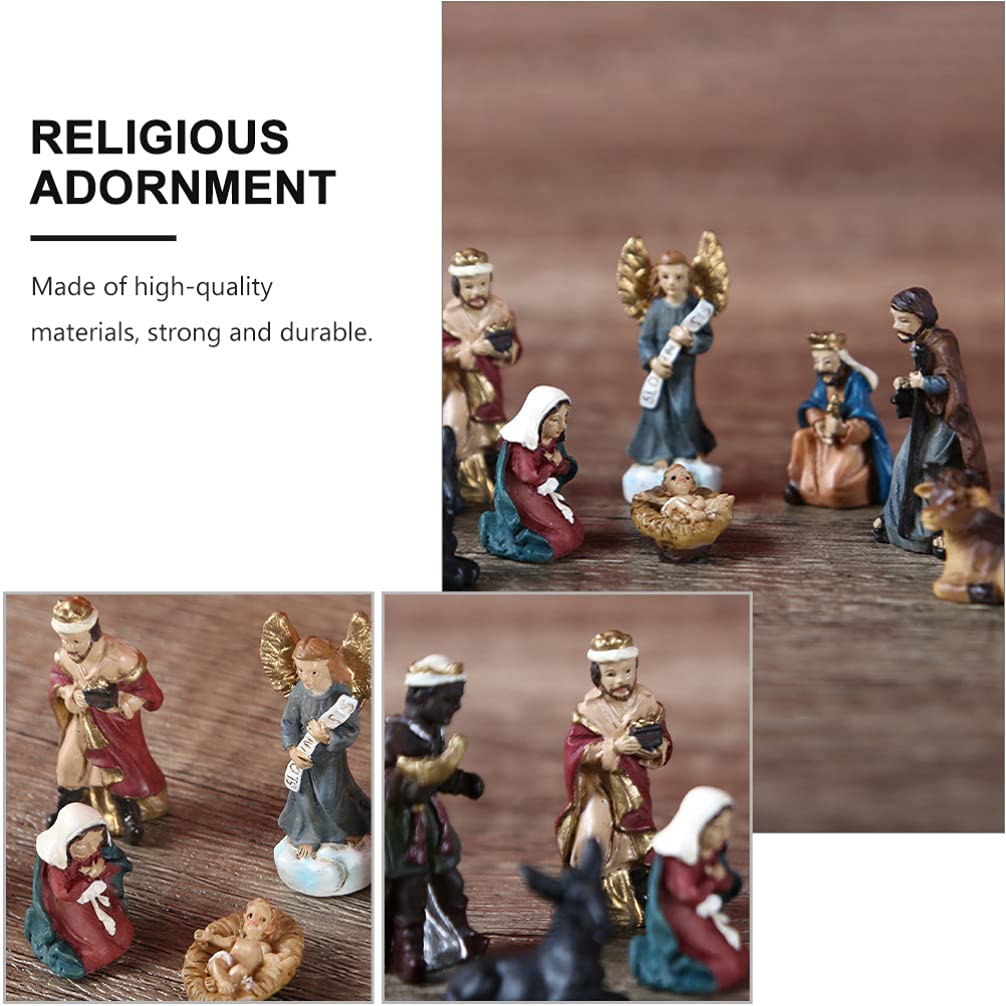 Nativity Scene Figurine Set - Holy Family Resin Statue for Christmas Decor