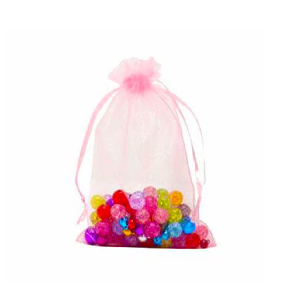 DMS RETAIL Sheer Organza Drawstring Bags - 8x10 cm Pink Wedding Favor Bags for Jewelry, Party Favors & Gifts (Pack of 10) | Perfect for Bridal Showers, Baby Showers, Birthday Parties & Festival Celebrations