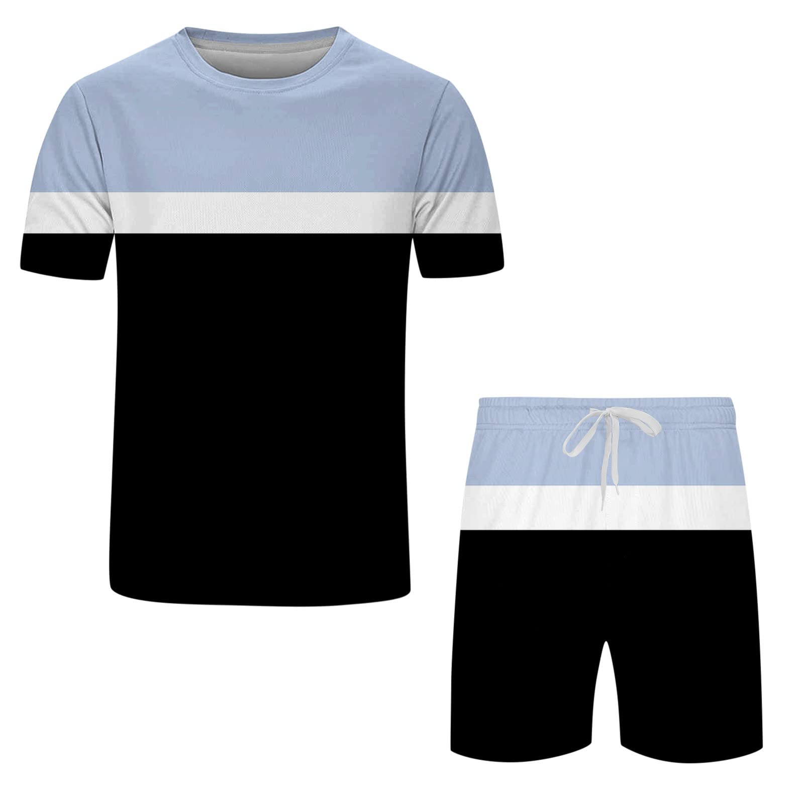 2-Piece Men's Casual Summer Outfit - Quick Dry Cotton Short Sleeve Henley Shirt & Tank Top Set for Beach, Raves, and Easter Events | Breathable Comfortable Matching Tracksuit for Men