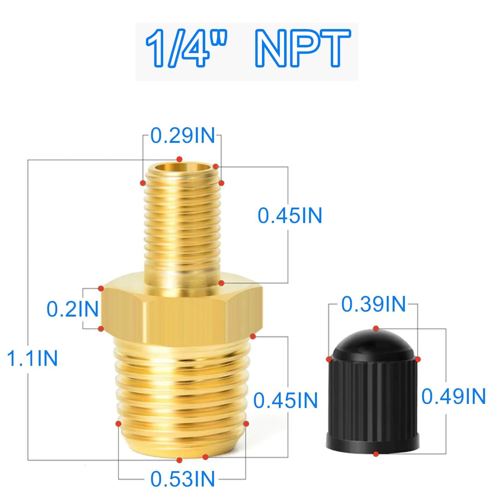 2Pcs Brass Air Inflator Adapter 1/4