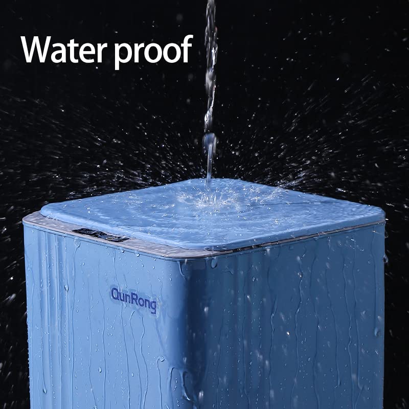 TOMYEUS 14L Automatic Smart Sensor Trash Can - Hands-Free Motion Activated Kitchen & Bathroom Garbage Bin with 3 Modes (Kick, Knee, Sensor) - Ideal for Home, Office, Dorm (Blue)