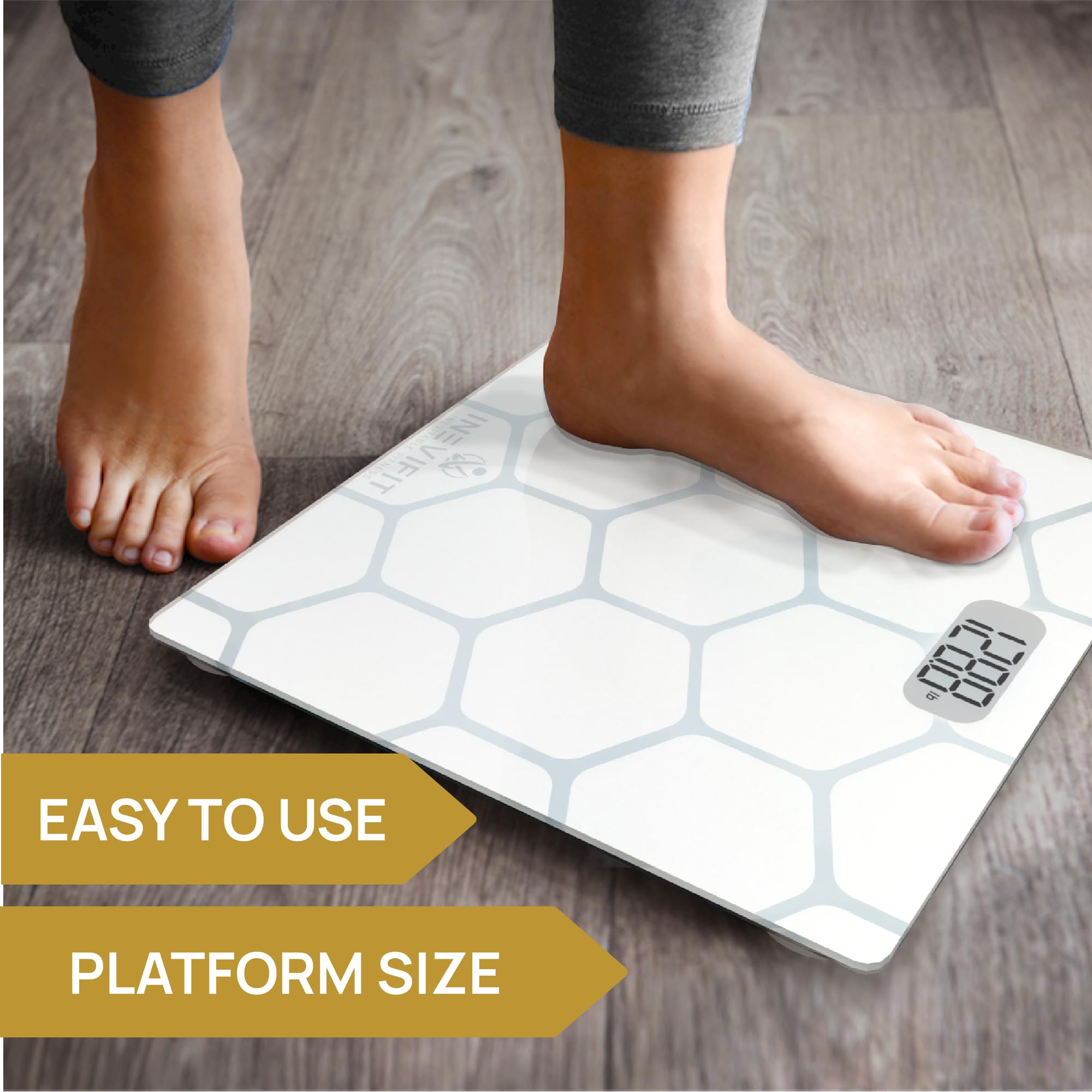 INEVIFIT Digital Bathroom Scale - Highly Accurate Body Weight Scale with 400 lbs Capacity, Includes Batteries - Perfect for Home, Gym & Health Tracking