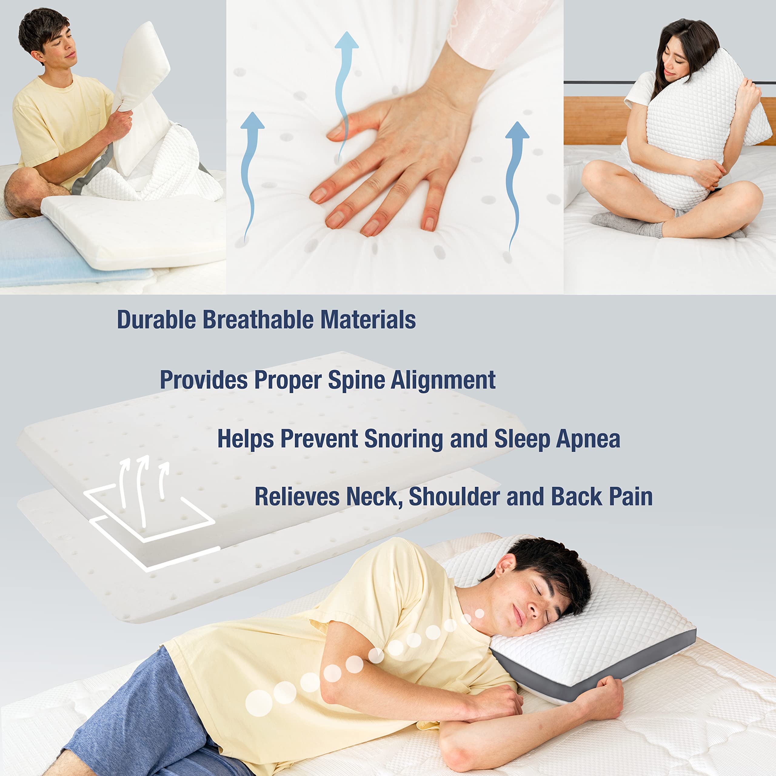 Dual Temperature Memory Foam Pillow with Adjustable & Removable Layers - Cooling & Supportive Pillow for Back, Stomach & Side Sleepers - Luxury Custom Loft Bed Pillow for Better Sleep - Ideal for Hot Sleepers & Neck Pain Relief