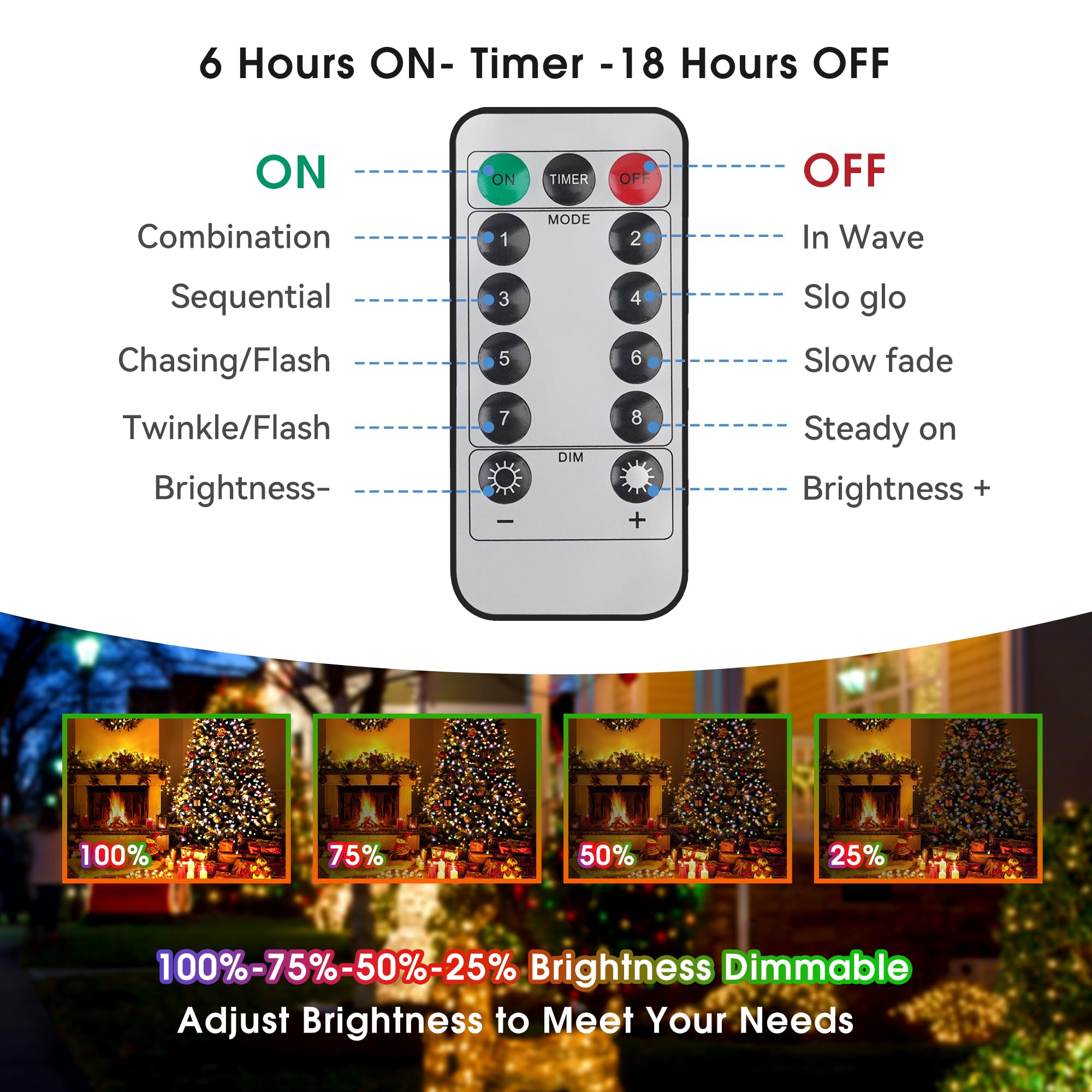 100 LED Christmas String Lights with Remote - 35ft Clear Mini Bulb Battery Operated Fairy Lights - Indoor Outdoor Holiday Decor for Xmas Tree, Garden, Party, Living Room, Wedding - Warm White Lighting for Festive Atmosphere