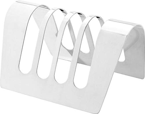Stainless Steel Toast Rack Bread Holder - 4 Slice Capacity for Kitchen & Breakfast Serving - Perfect for Toasters, Dining Tables, and Buffets