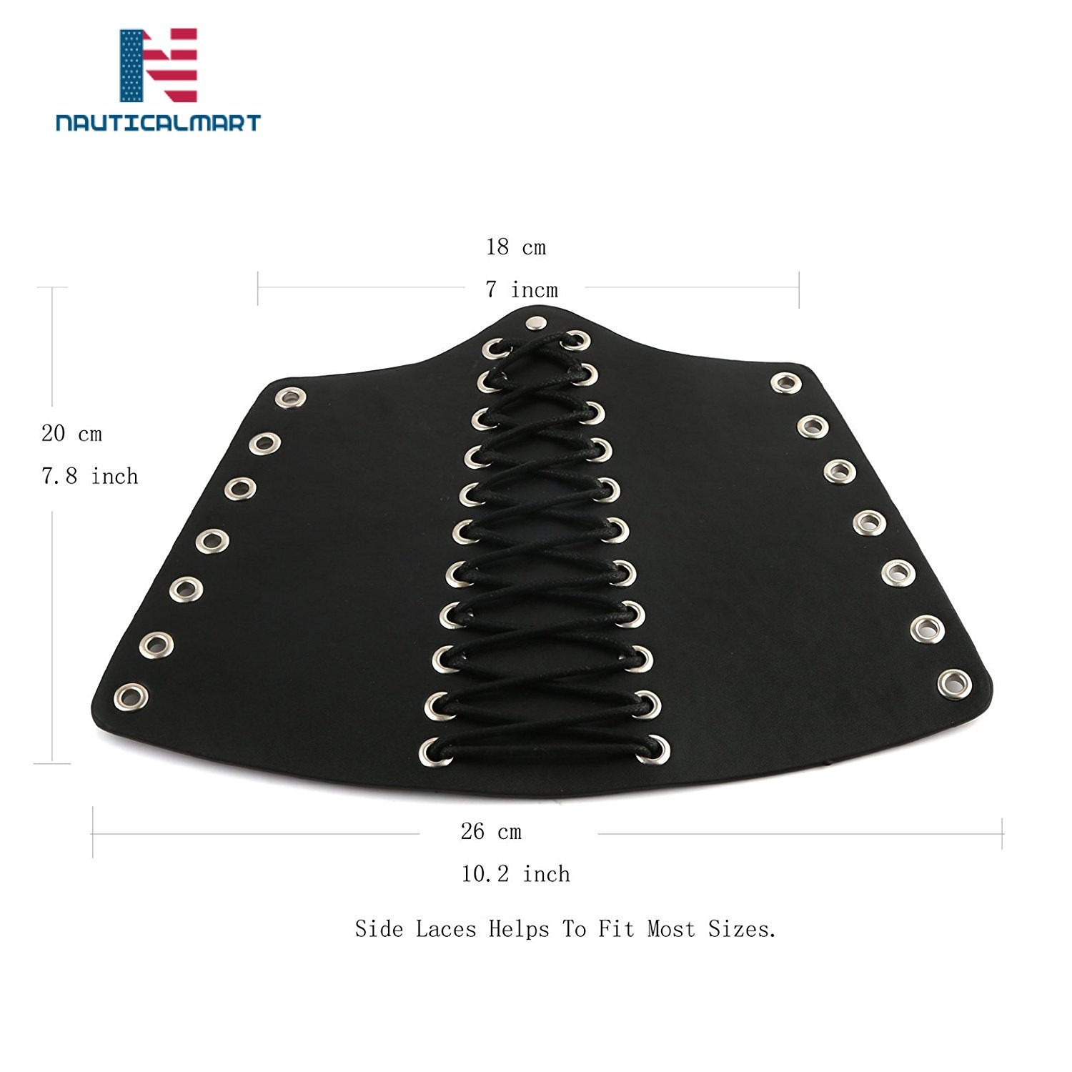 NauticalMart Unisex Faux Leather Gauntlet Wristband - Wide Bracer Arm Armor Cuff for Cosplay, Renaissance Fairs & Gothic Fashion (Black)