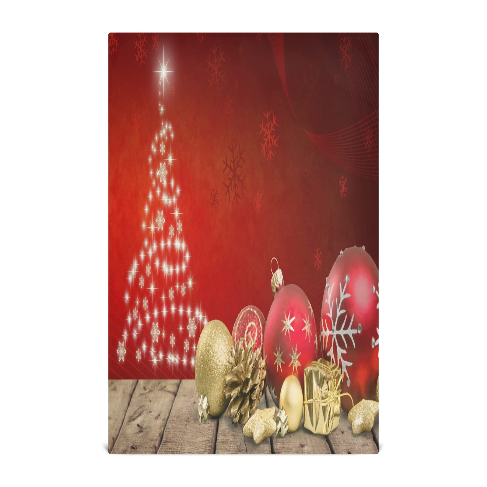 ALAZA Christmas Tree Wooden Kitchen Towels Set of 4 - Super Absorbent 18x28 Inch Dish & Tea Towels for Holiday Decor & Kitchen Use