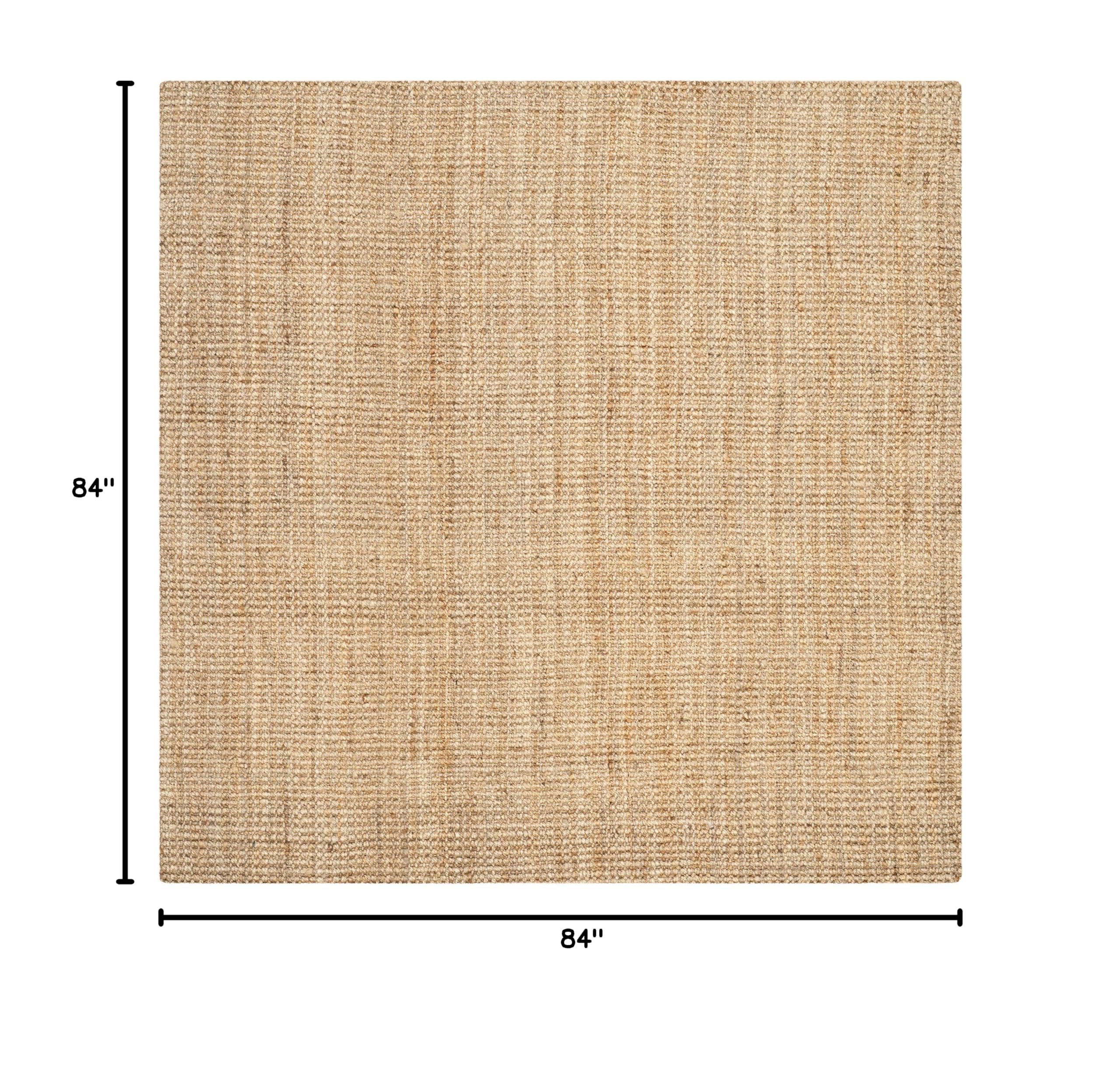SAFAVIEH Handmade Natural Jute Area Rug 7' x 7' Square - Farmhouse Style, Durable for High Traffic Areas, Eco-Friendly Fiber - Perfect for Living Room, Bedroom & Home Decor (NF747A)