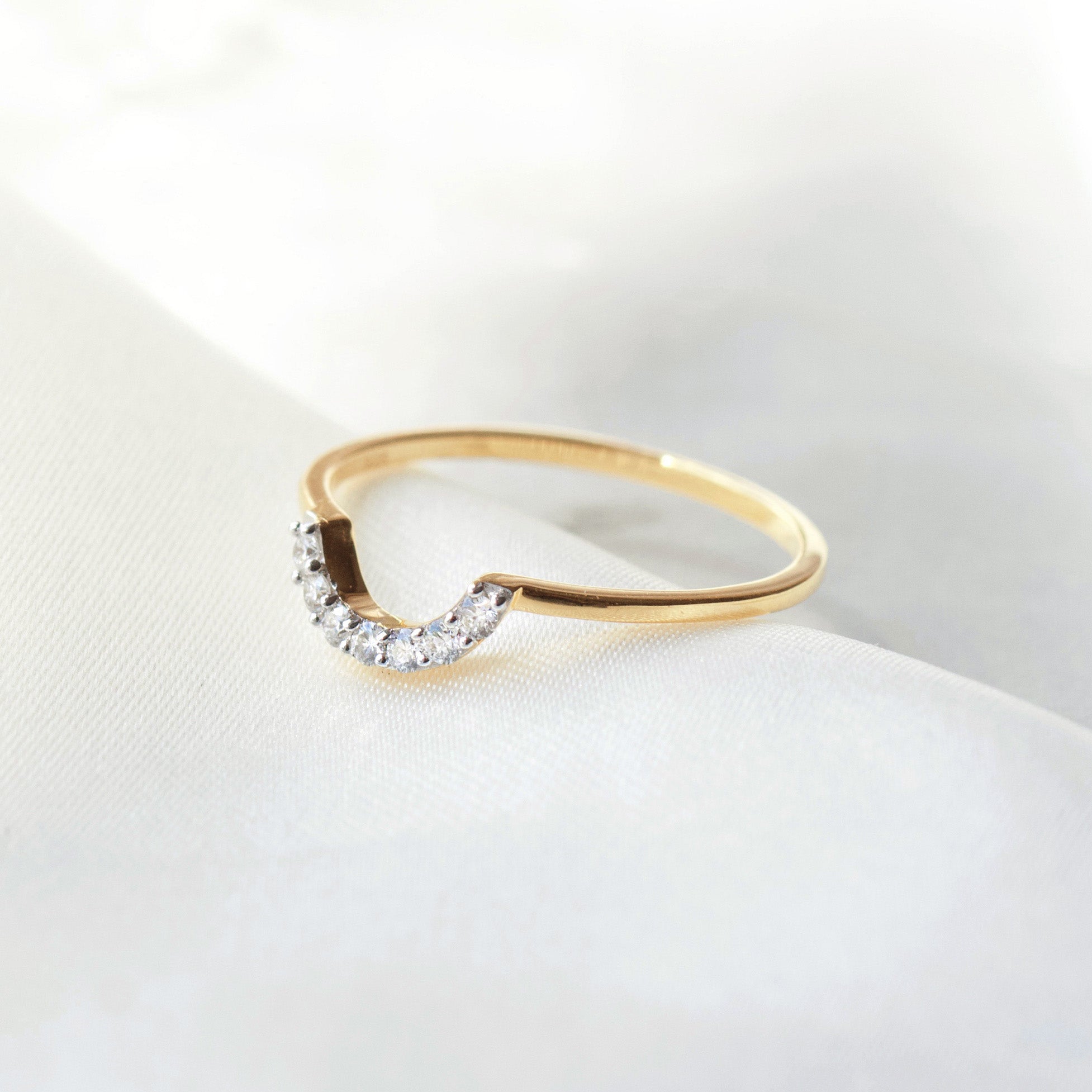 Diamond U-Shaped Hugging Ring - Elegant & Comfortable Promise Ring for Women - Perfect for Anniversaries, Engagements & Romantic Gifts