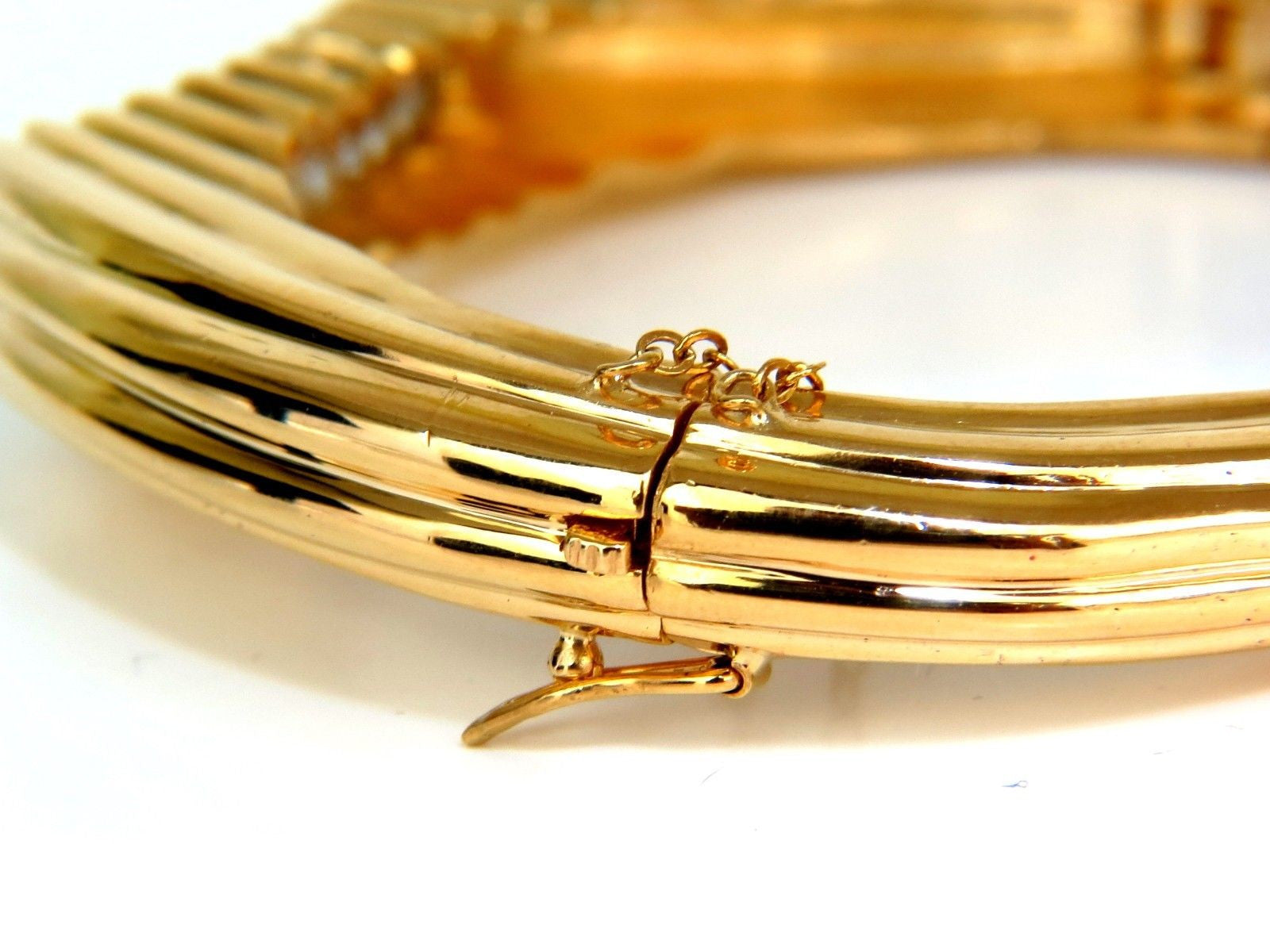 2.30CT Inverted Arch Grilled Wave Retro 14K Gold Diamond Bangle Bracelet for Women - Elegant Vintage Jewelry Gift for Anniversary, Wedding & Special Occasions