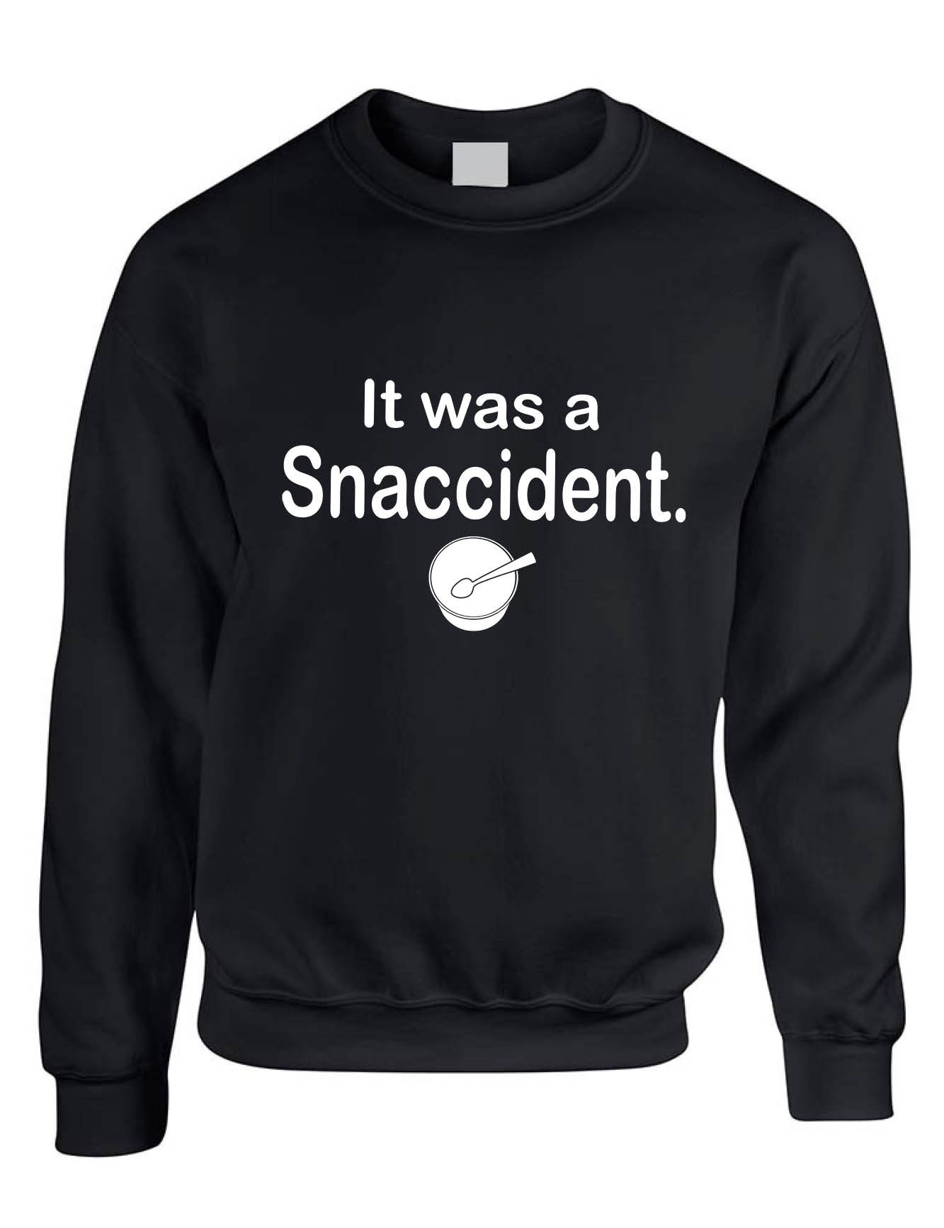 ALLNTRENDS Funny Food Lover Sweatshirt - 'It Was A Snaccident' Graphic Hoodie for Men & Women | Cute Snack Themed Casual Wear for Outings & Gifts
