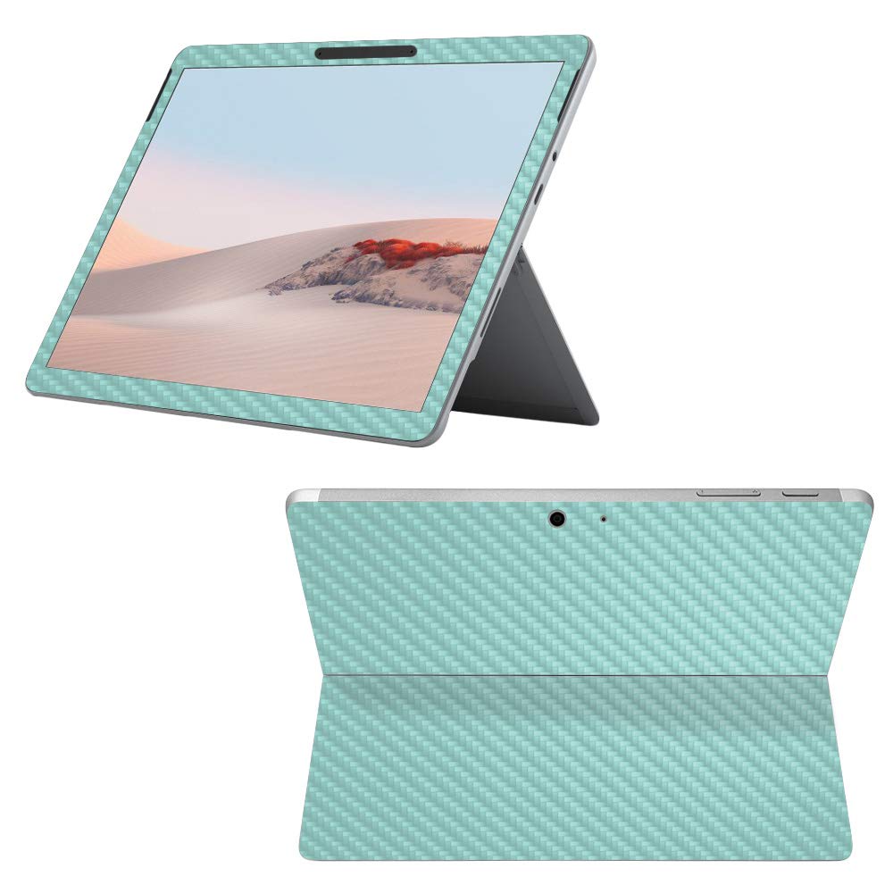 MightySkins Carbon Fiber Skin for Microsoft Surface Go 2 (2020) - Solid Seafoam | Protective & Durable Textured Cover | Easy to Apply | Made in USA | Perfect for Work, School & Travel Protection