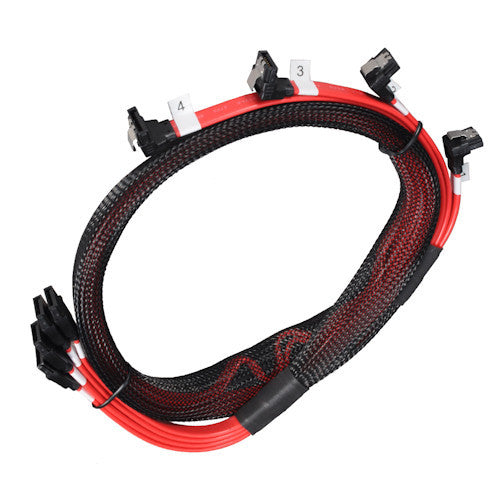 Lian Li SATA LT90 4R Red SATA III Cable Set - High-Speed Data Transfer for PC Builds & Gaming Rigs