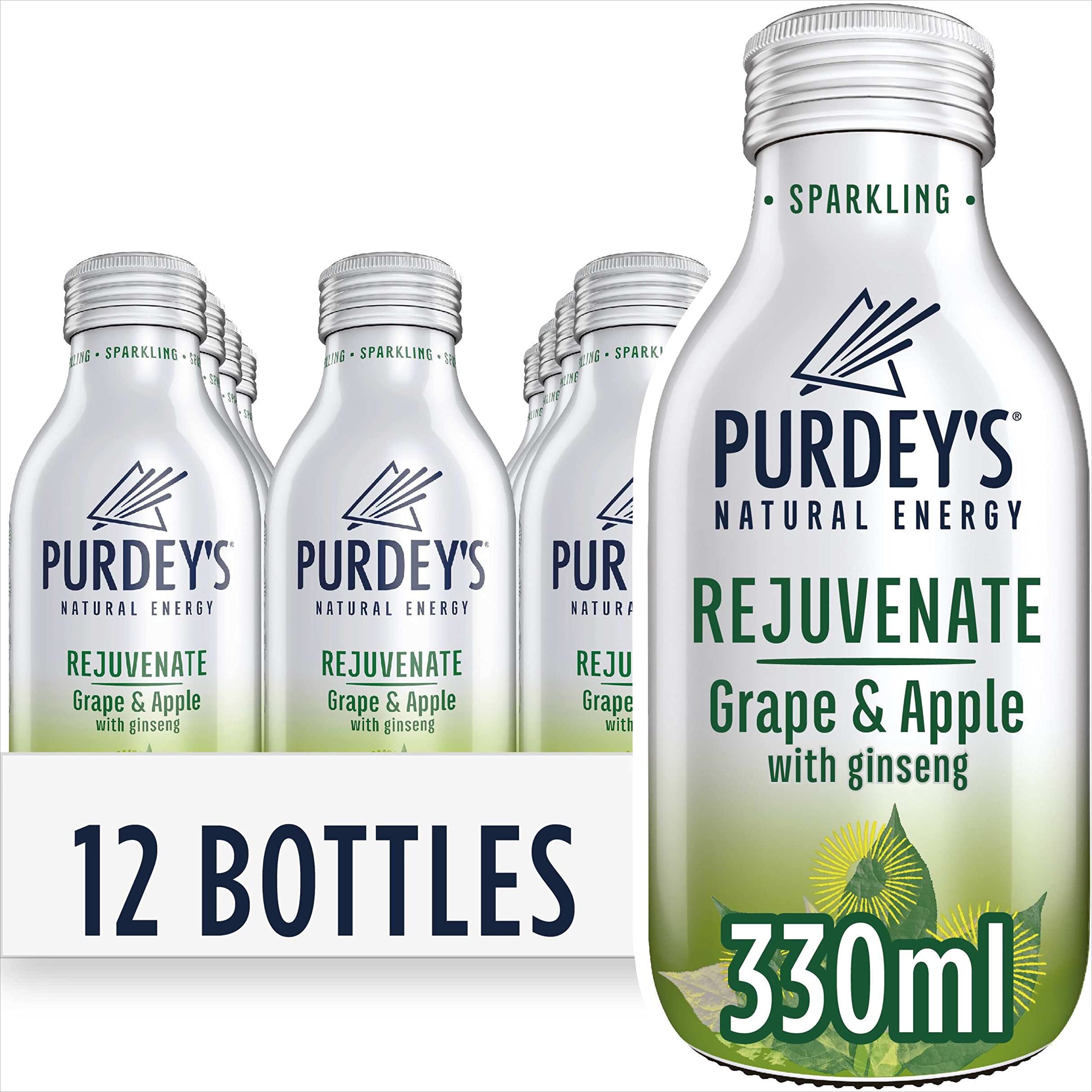 Purdey’s Rejuvenate Natural Energy Drink - 12 Pack of 330ml Bottles | Boost Energy Naturally | Perfect for Workouts, Travel & Daily Refreshment