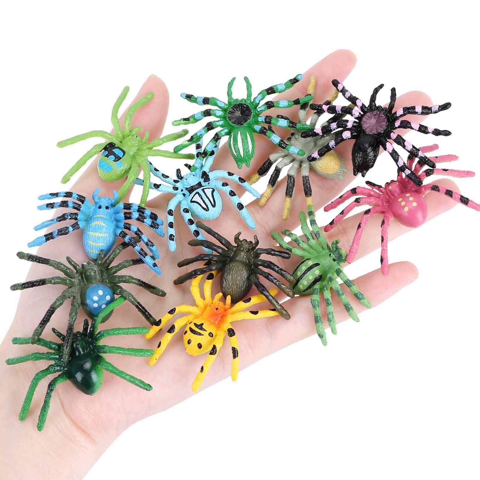 FLORMOON 12-Piece Realistic Plastic Halloween Spider Toy Set - Educational Insect Action Figures for Kids - Perfect for Learning, Birthday Gifts & Halloween Decorations