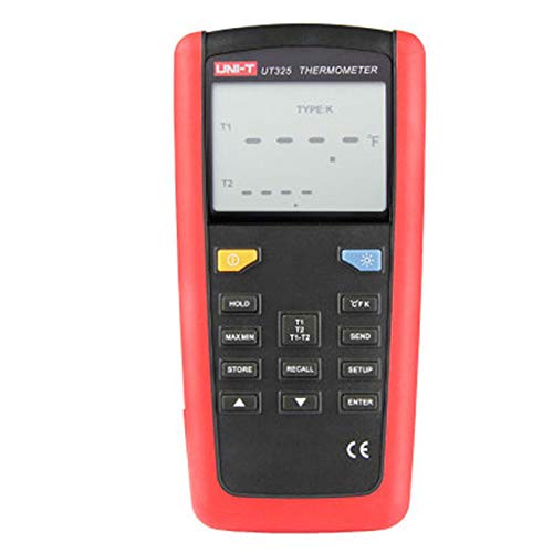 UT325 Digital Thermometer with USB Interface - Dual Input T1-T2, High/Low Alarm & Auto Calibration - Perfect for Food Safety, HVAC, Lab & Industrial Temperature Monitoring