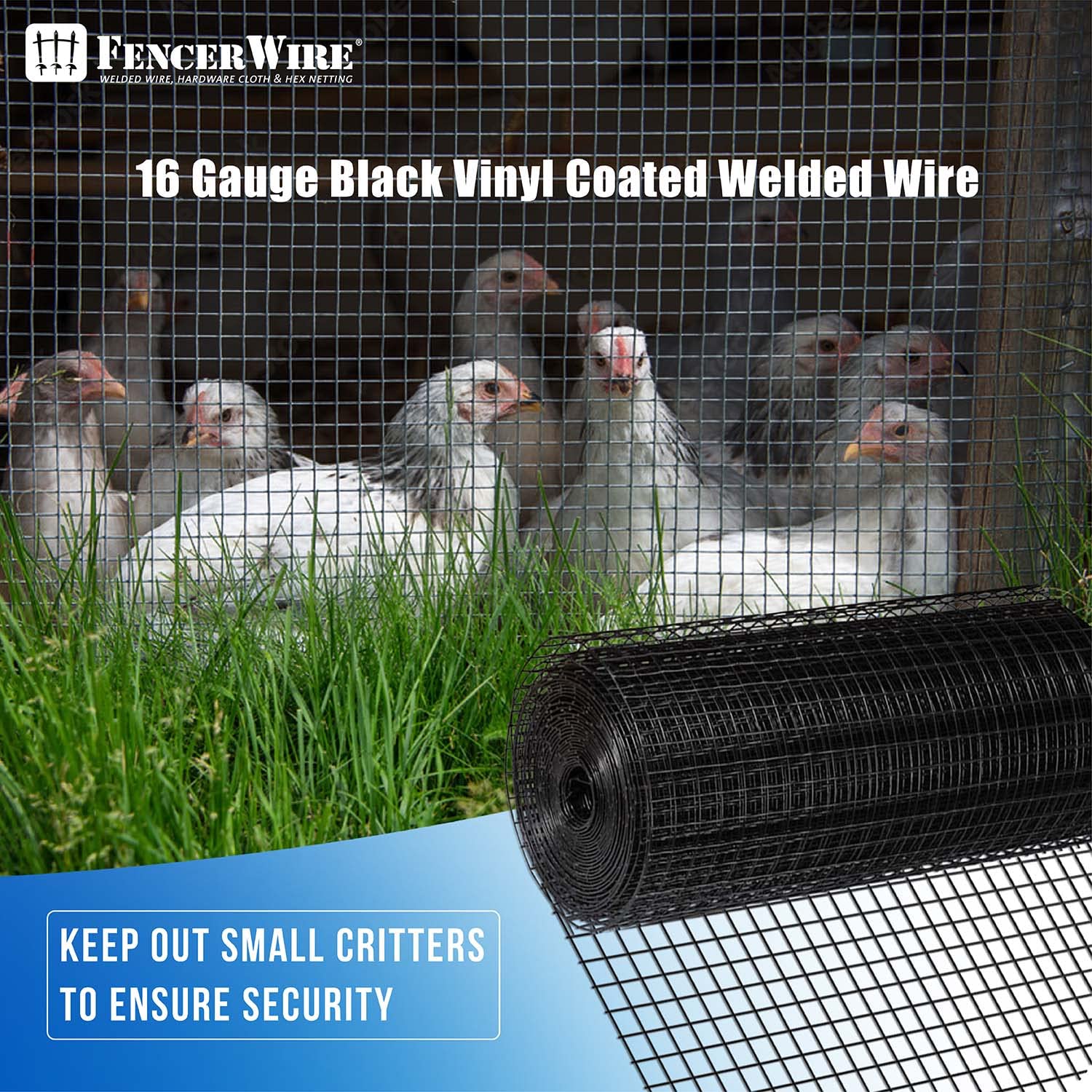 16 Gauge Black Vinyl Coated Welded Wire Mesh - 1.5