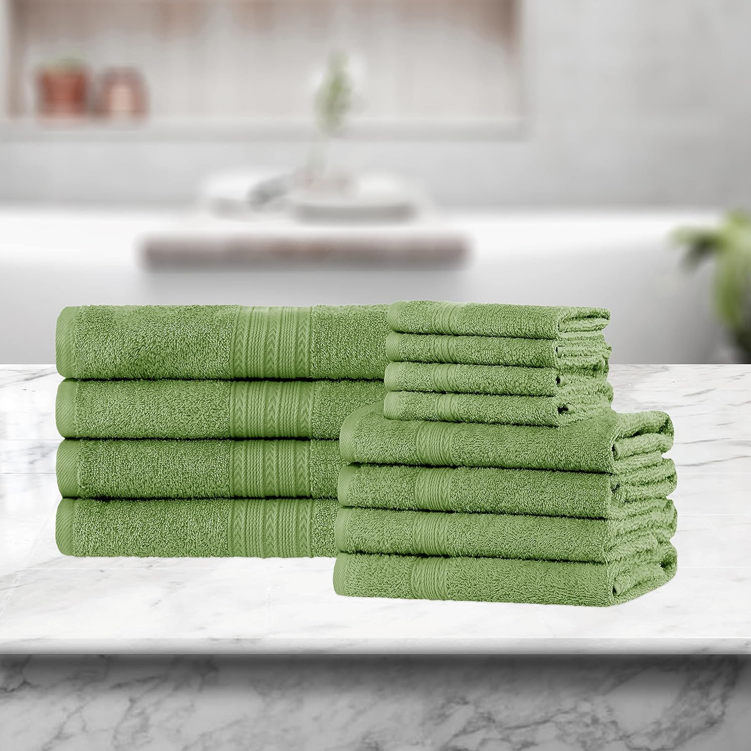 Premium 12-Piece Organic Cotton Towel Set | Soft, Eco-Friendly & Absorbent Bath Towels for Spa, Gym & Home Use