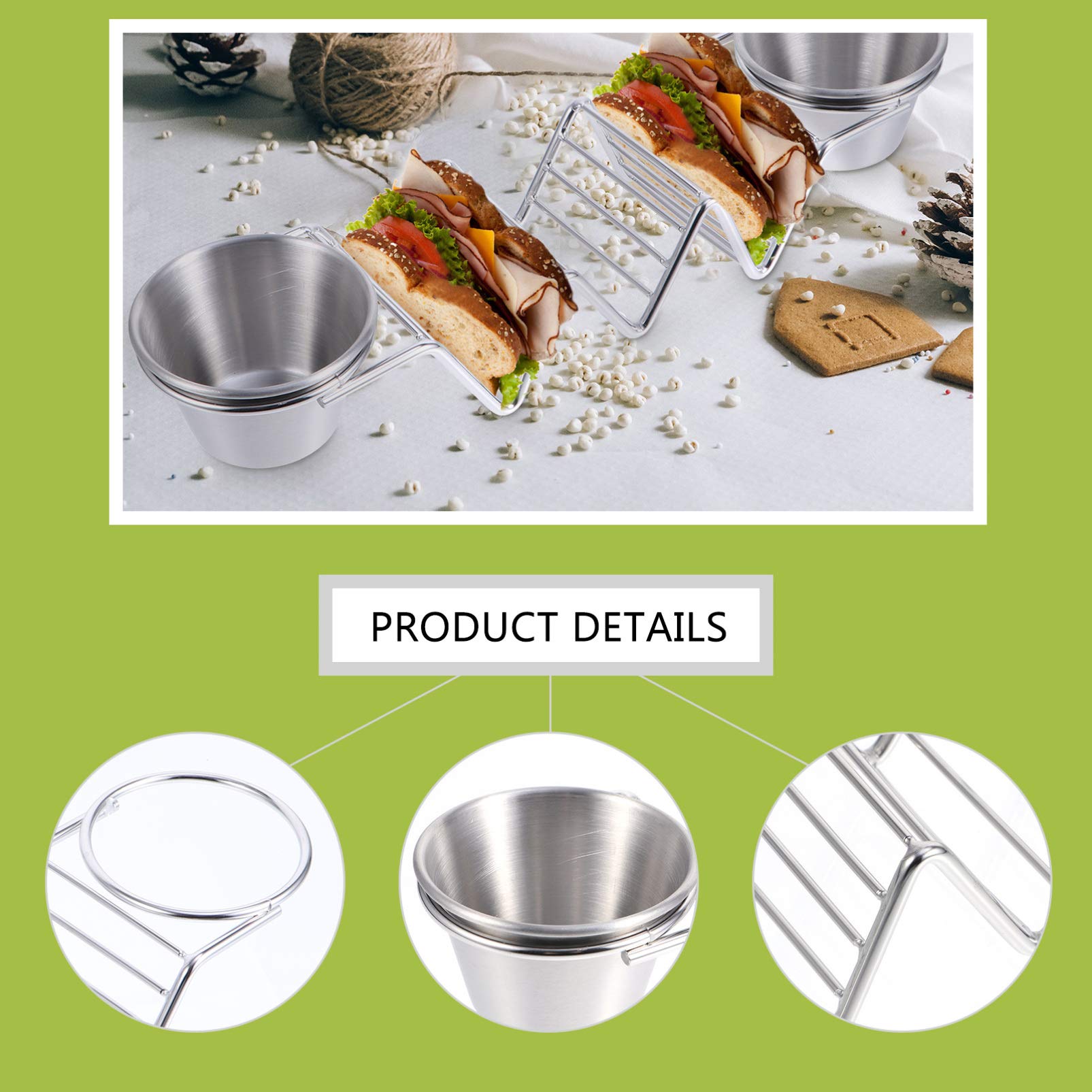 Stainless Steel Taco Holder Stand - 1pc Metal Crepe & Taco Rack for Mexican Pancakes, Pizza Pie Display - Durable Wave Design for Home Kitchen & Party Serving