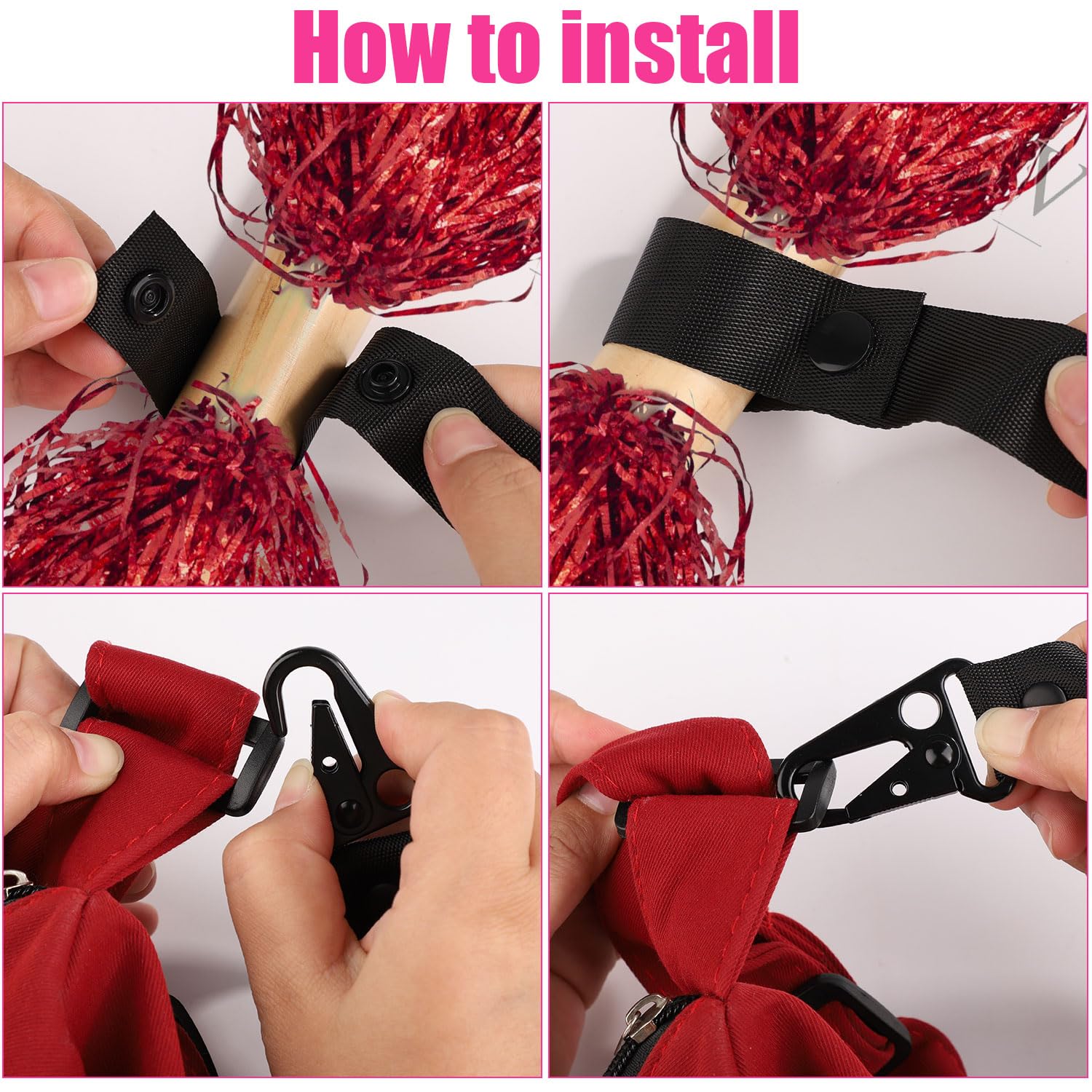 Adjustable Cheerleading Pom Pom Holder for Backpacks - Custom Made Cheer Accessories for Teen Girls - Perfect for Sports, Cheerleading, and School Spirit Events