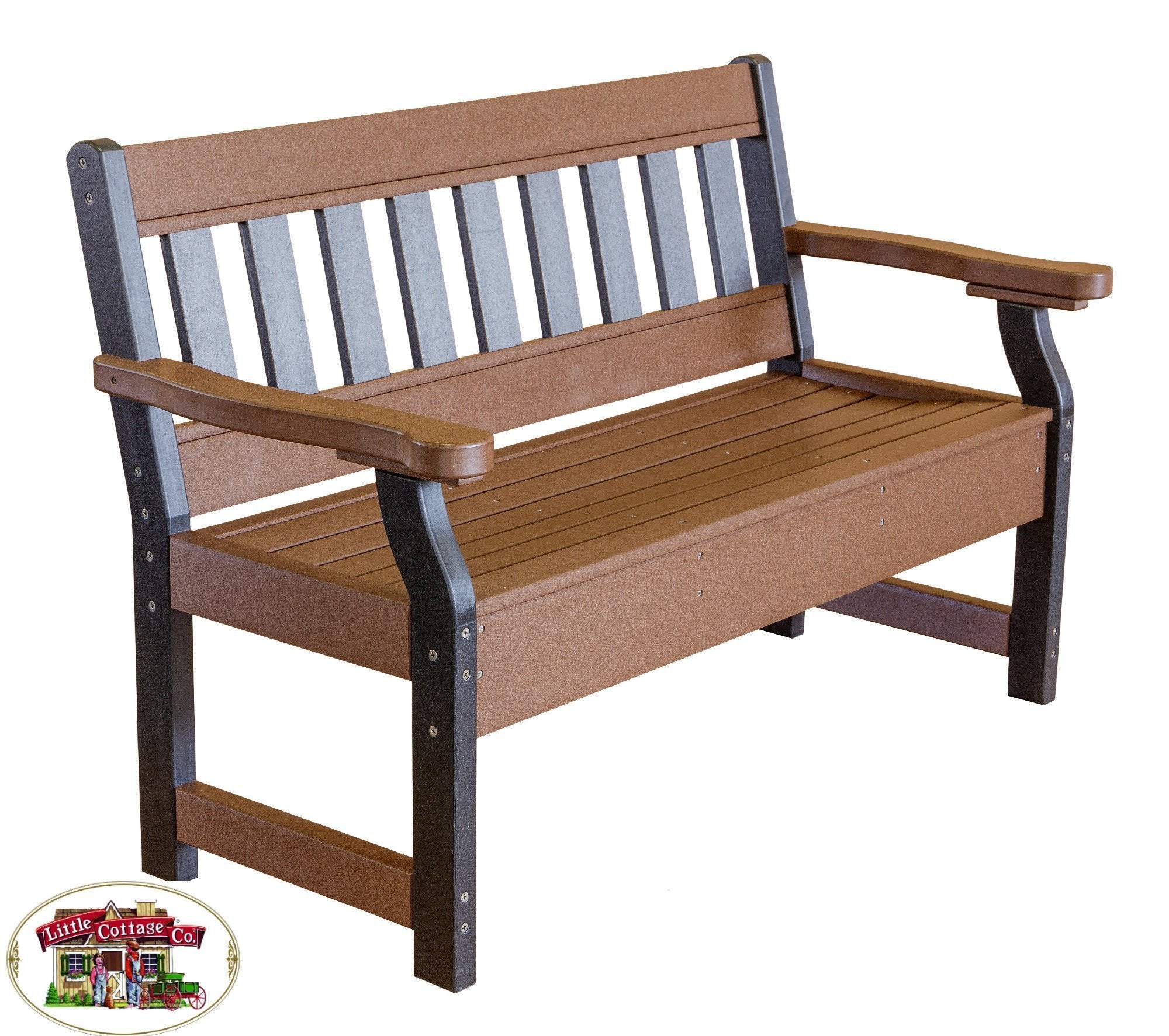 Heritage 4ft. Recycled Plastic Outdoor Garden Bench - Durable Eco-Friendly Patio Seating for Backyard, Deck, and Park Use