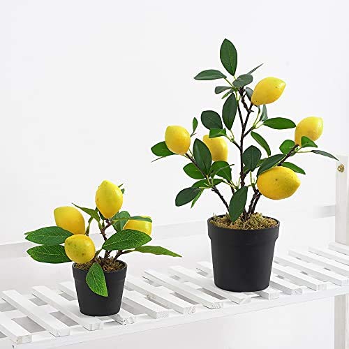 Artificial Potted Lemon Tree - Large Fake Pomegranate Plant for Home & Office Decor - Perfect for Living Room, Bedroom, Desk or Shelf Decoration