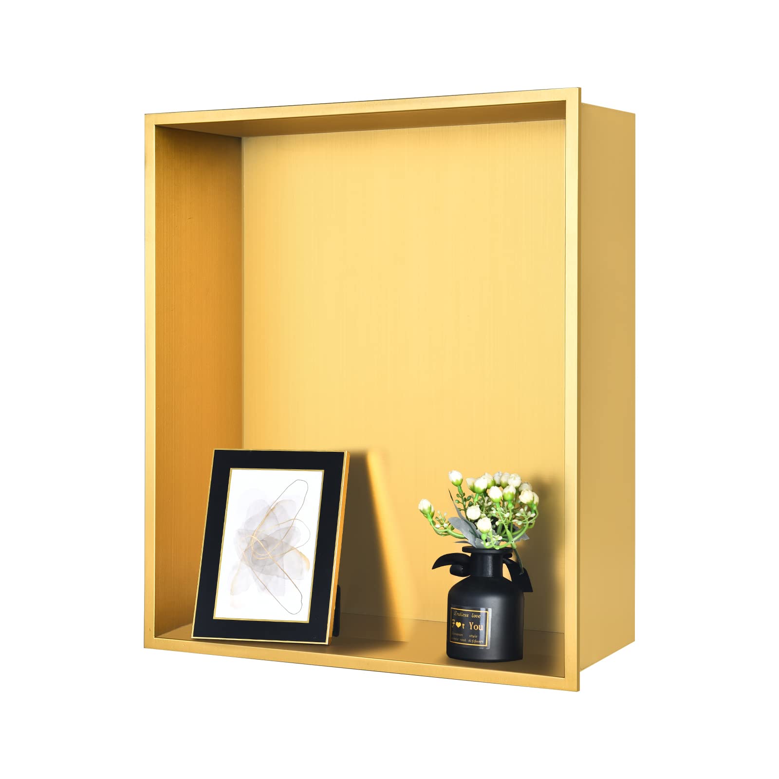 12.5x12.5x4.7 Inch Waterproof Tile-Ready Shower Niche - Gold Flush Mount Bathroom Storage Shelf for Shampoo & Toiletry Organization | Leak Proof Recessed Shower Wall Cubby for Modern Bathroom & Spa Decor