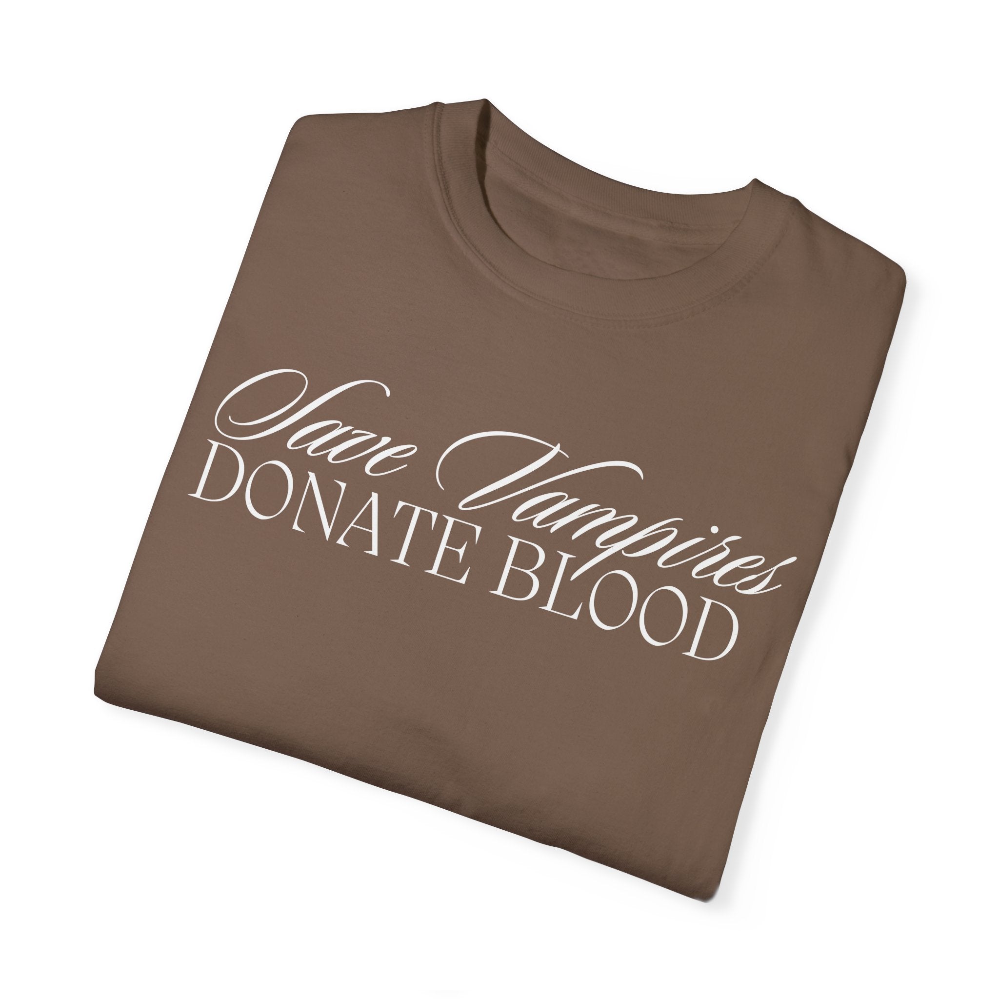 Save Vamps Donate Blood T-Shirt - Funny Vampire Graphic Tee for Men & Women - Perfect for Halloween Costumes & Vampire Lovers