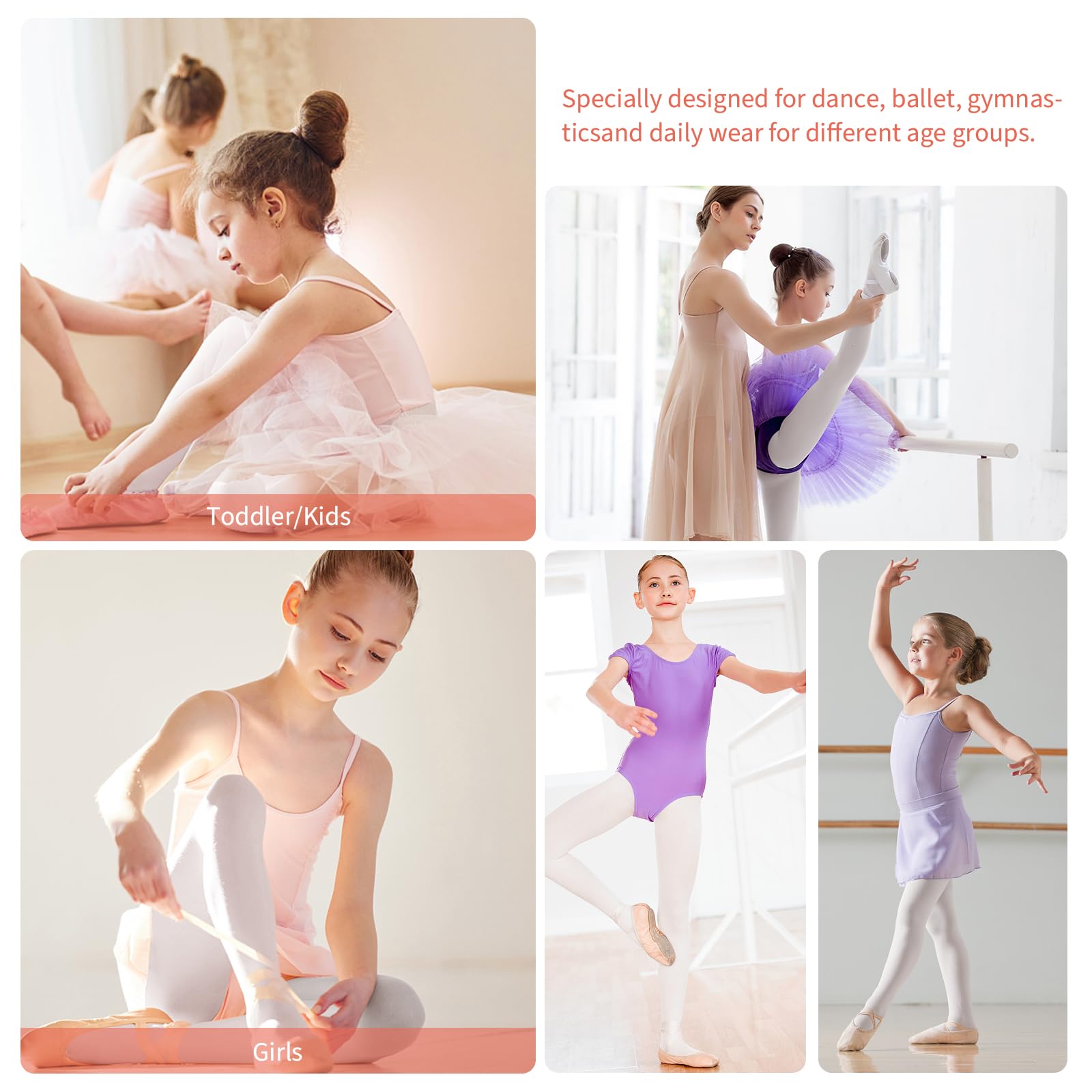 Buauty Girls Ballet Dance Tights - Ultra Soft Footed Leggings for Toddler, Little & Big Kids - Perfect for Ballet Practice, Recitals & Dance Classes