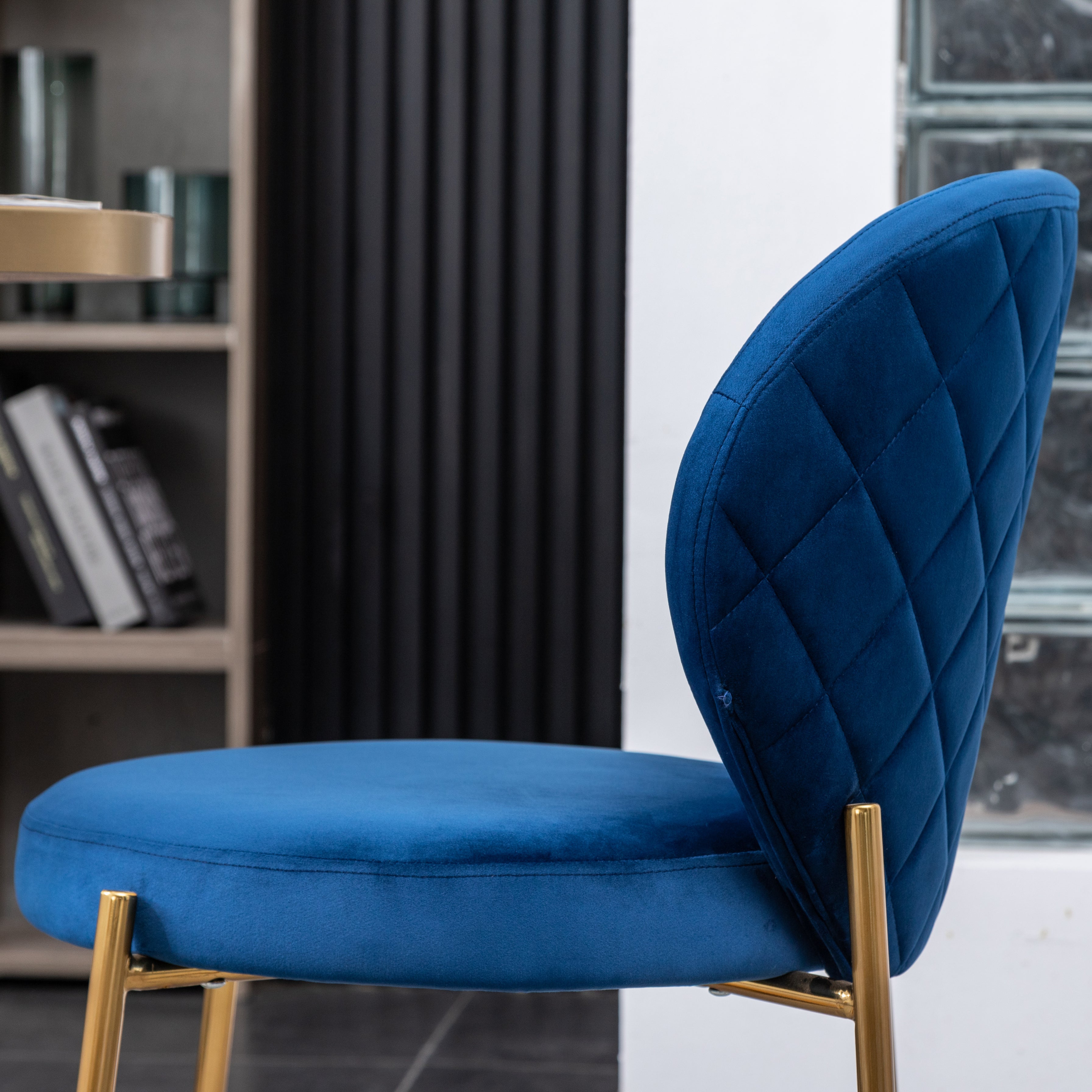 Roundhill Furniture Amoa Contemporary Velvet Upholstered Dining Chairs - Set of 2, Navy Blue Velvet, Modern Kitchen & Dining Room Seating, Comfortable Upholstered Chairs for Home, Restaurant or Office Use