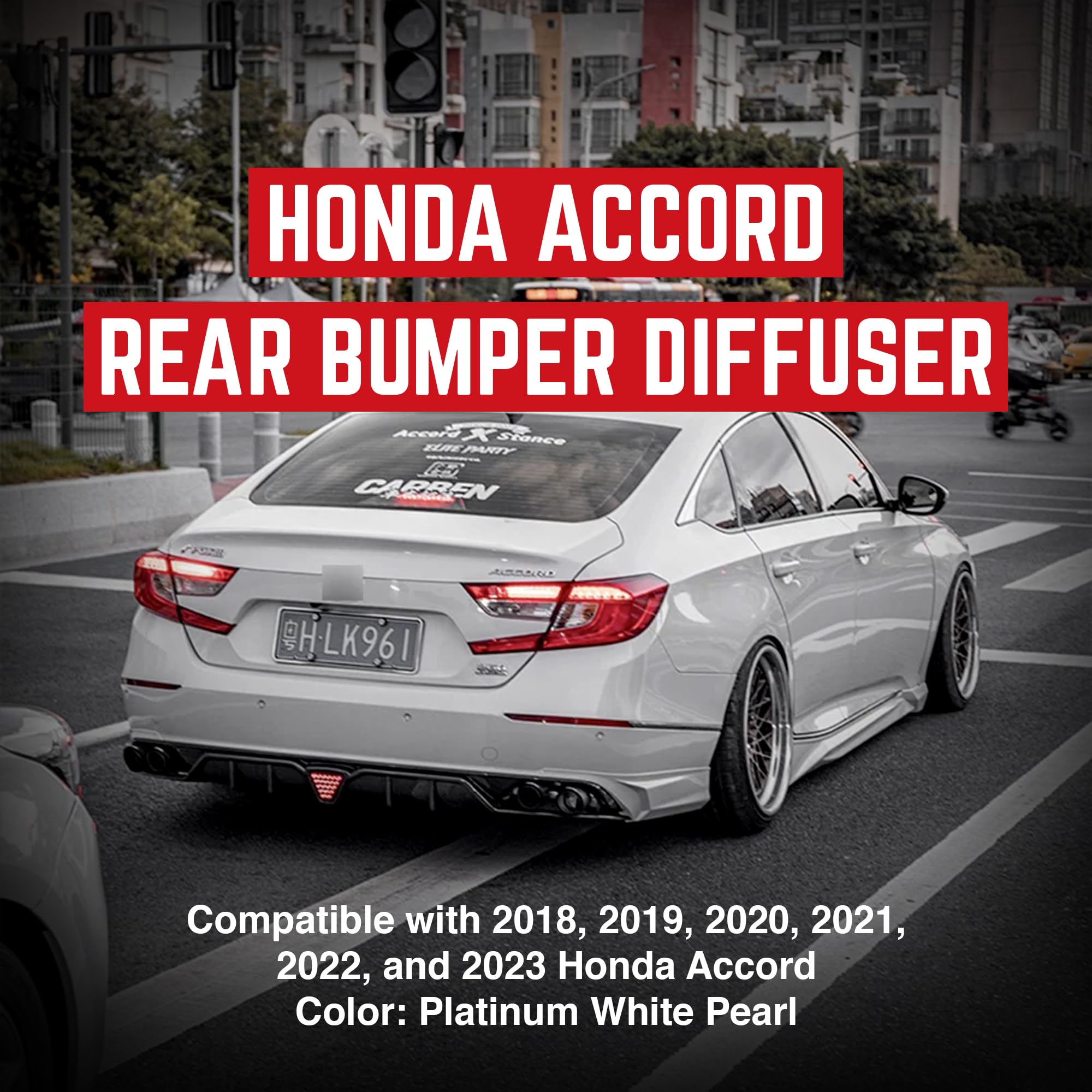 **Aerodynamic Rear Bumper Diffuser Lip with LED Lights for 2018-2023 Honda Accord – Scratch Protection & Stylish Upgrade – Perfect for Car Enthusiasts & Street Racing**