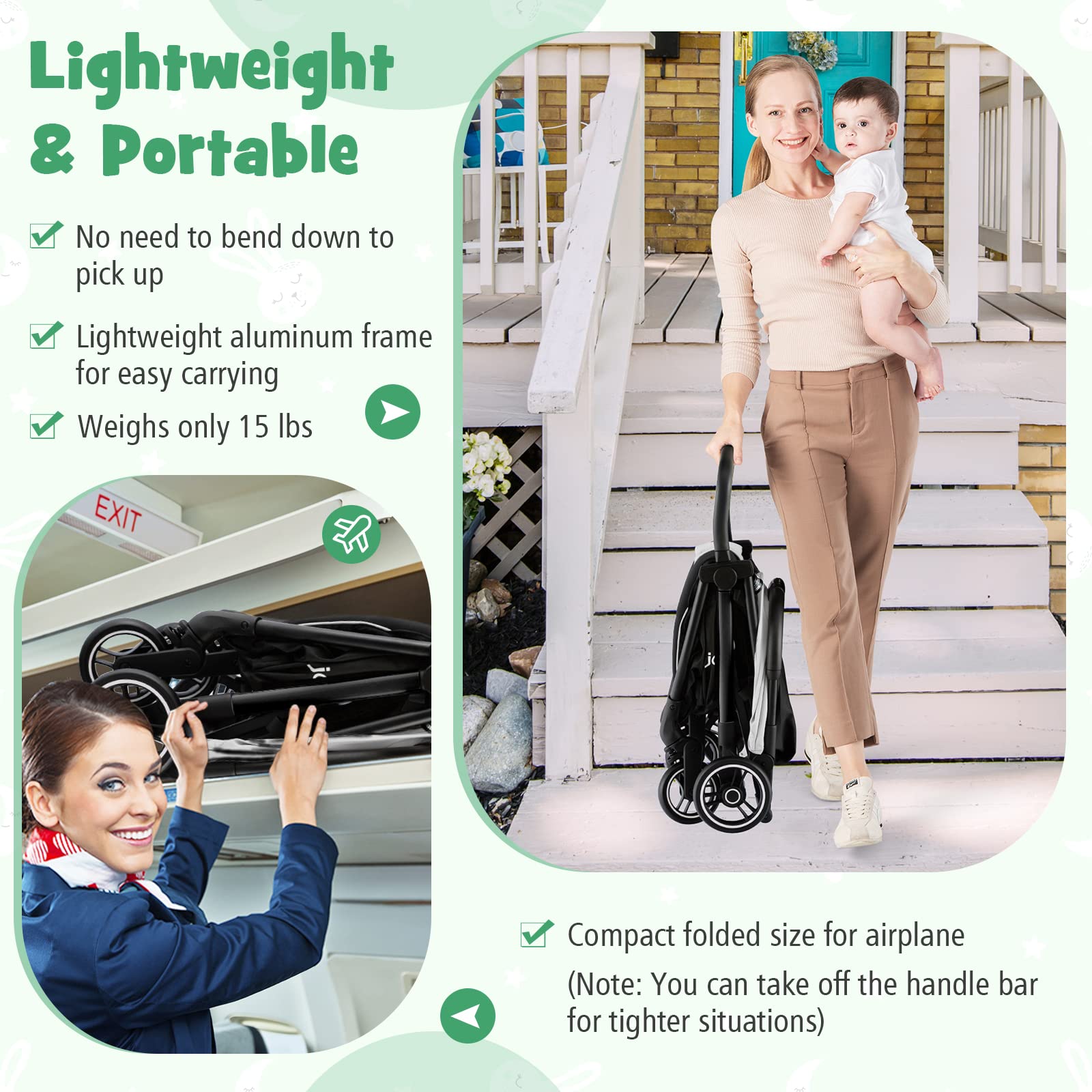 BABY JOY Lightweight Compact Baby Stroller for Travel - Adjustable Canopy & Backrest, Storage Basket, Self-Standing Gravity Fold, Aluminum Frame (Gray) | Perfect for Airplane, Shopping & Daily Use with Toddlers & Infants