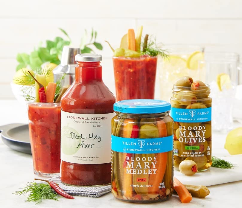 Tillen Farms Bloody Mary Olives - Premium Cocktail Garnish, 12 oz Jar - Perfect for Martinis, Bloody Marys & Charcuterie Boards